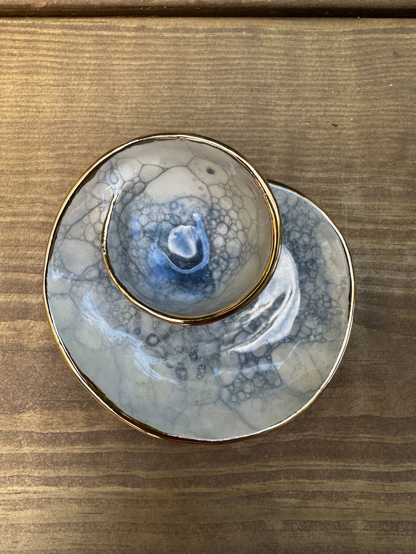Bubble Magic - Tiny Swirl Bowl with 24k gold rim #161