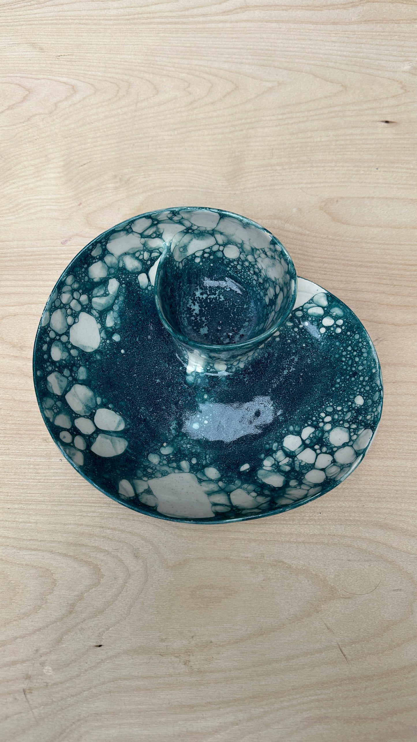 SECONDS SALE  - SEC #S8 Teal Bubble Swirl Bowl - *glaze