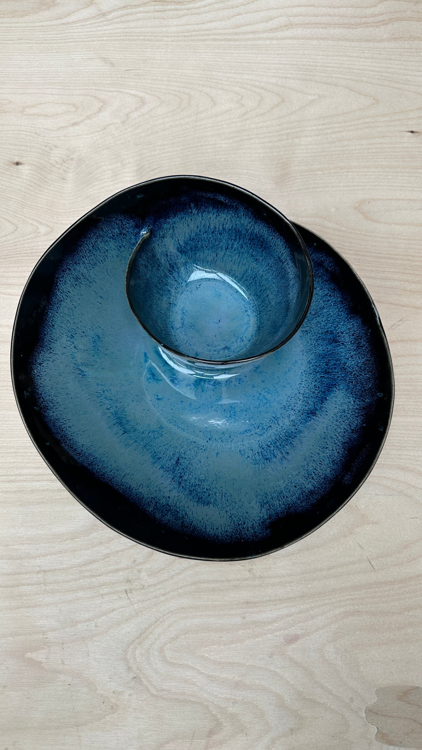 SECONDS SALE  - SEC #L6 Magic Blue Swirl Bowl - *hairlinecrack