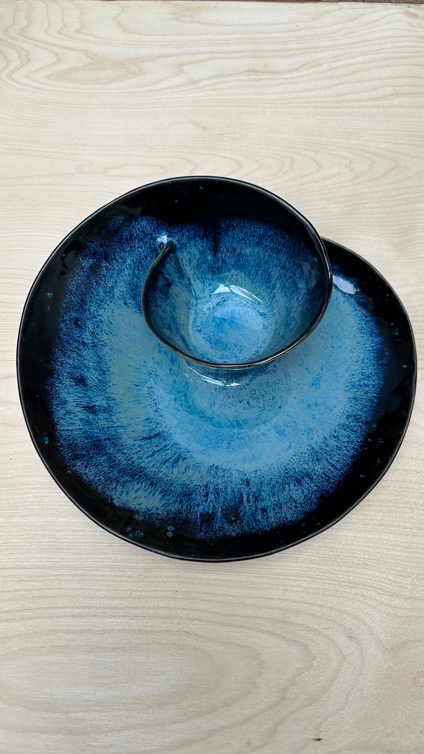 SECONDS SALE  - SEC #MED1 Magic Blue Swirl Bowl - *hairlinecrack