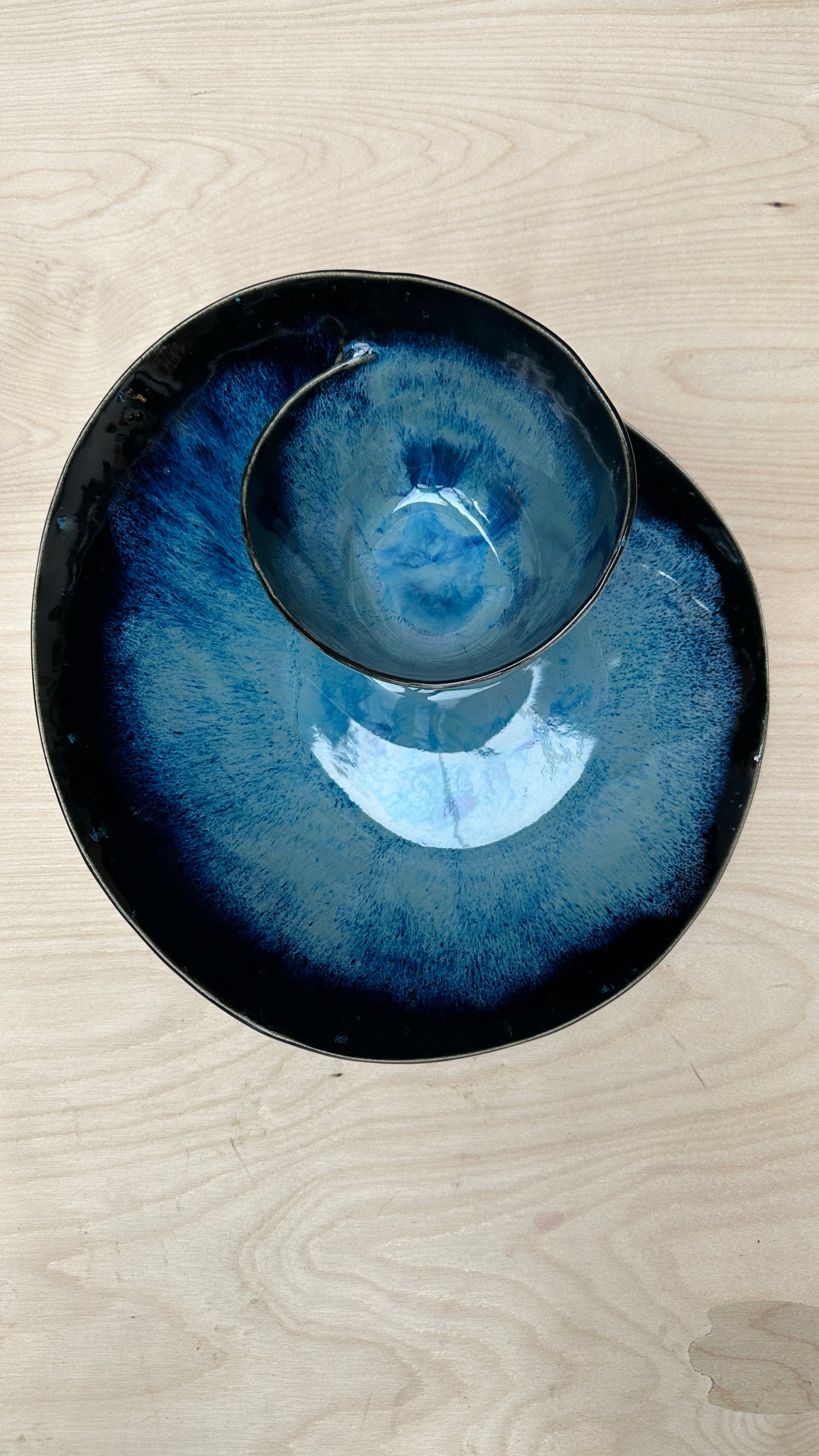 SECONDS SALE  - SEC #L7 Magic Blue Swirl Bowl - *hairlinecrack