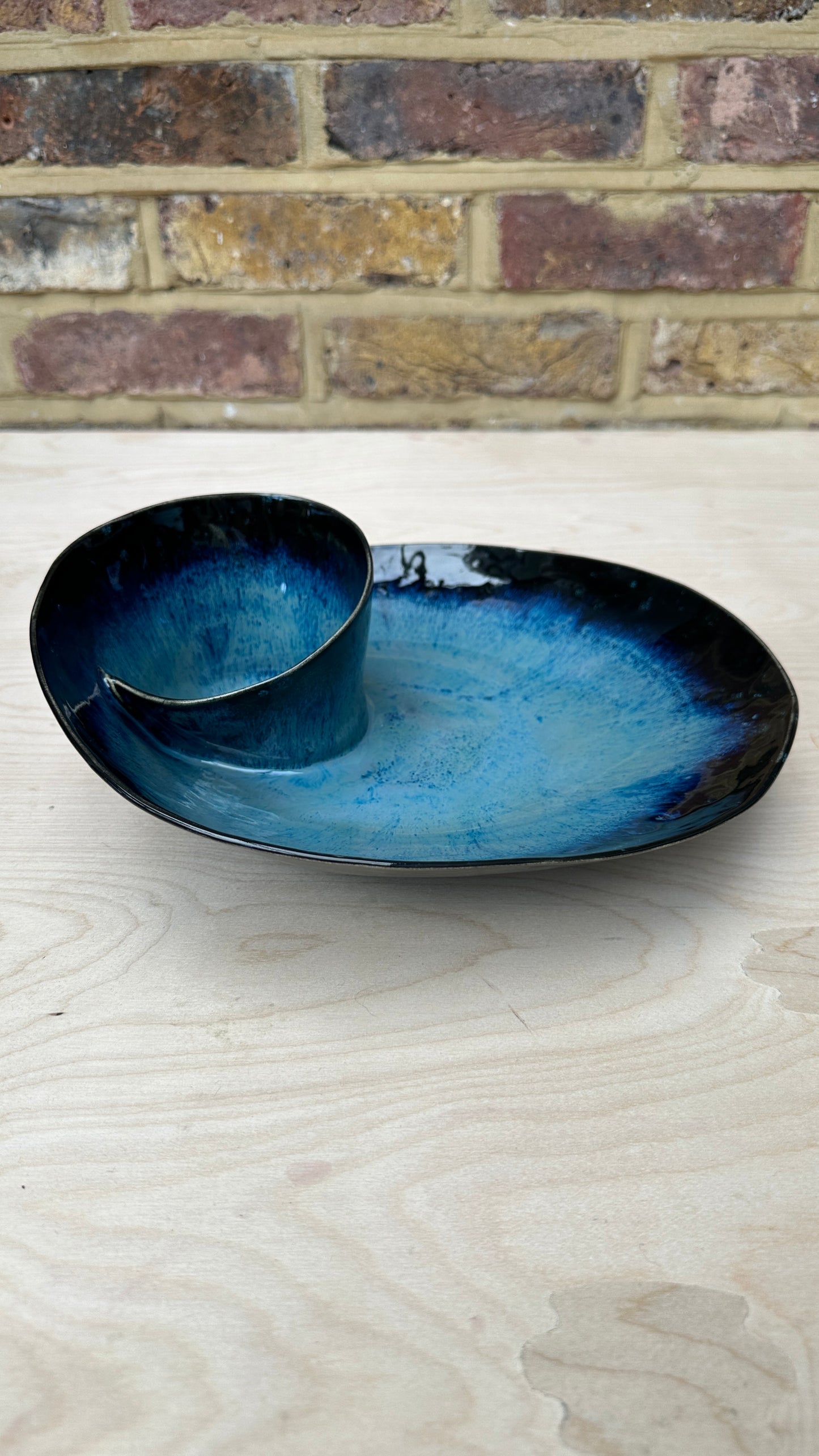 SECONDS SALE  - SEC #XL5 Magic Blue Swirl Bowl - *crack in glaze