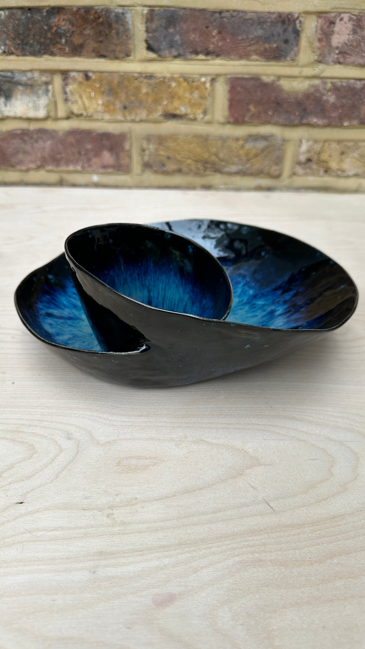 SECONDS SALE  - SEC #L4 Magic Blue Swirl Bowl - *crack in glaze