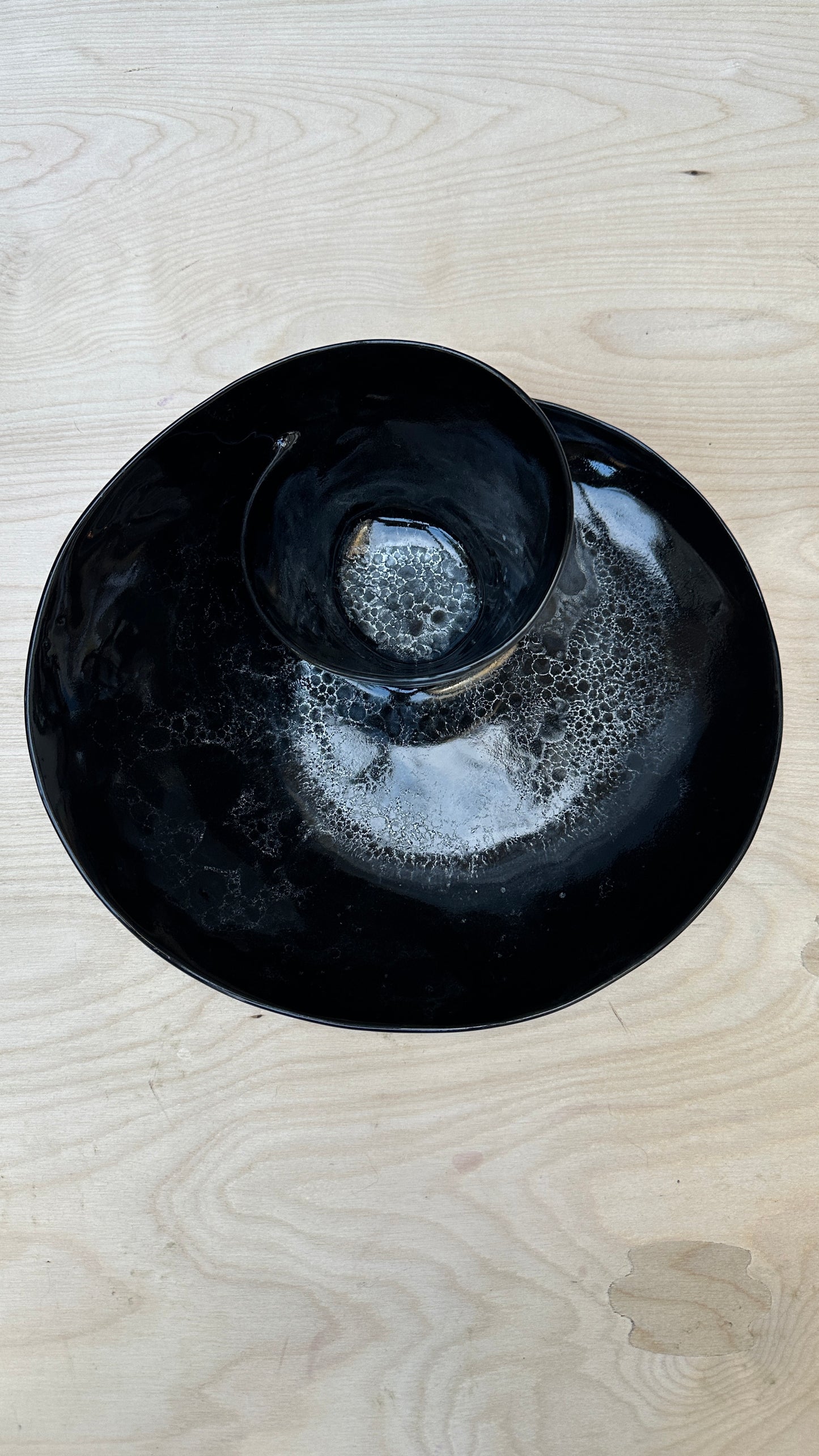 SECONDS SALE  - SEC #L10 Black and white Bubble Swirl Bowl - *glaze