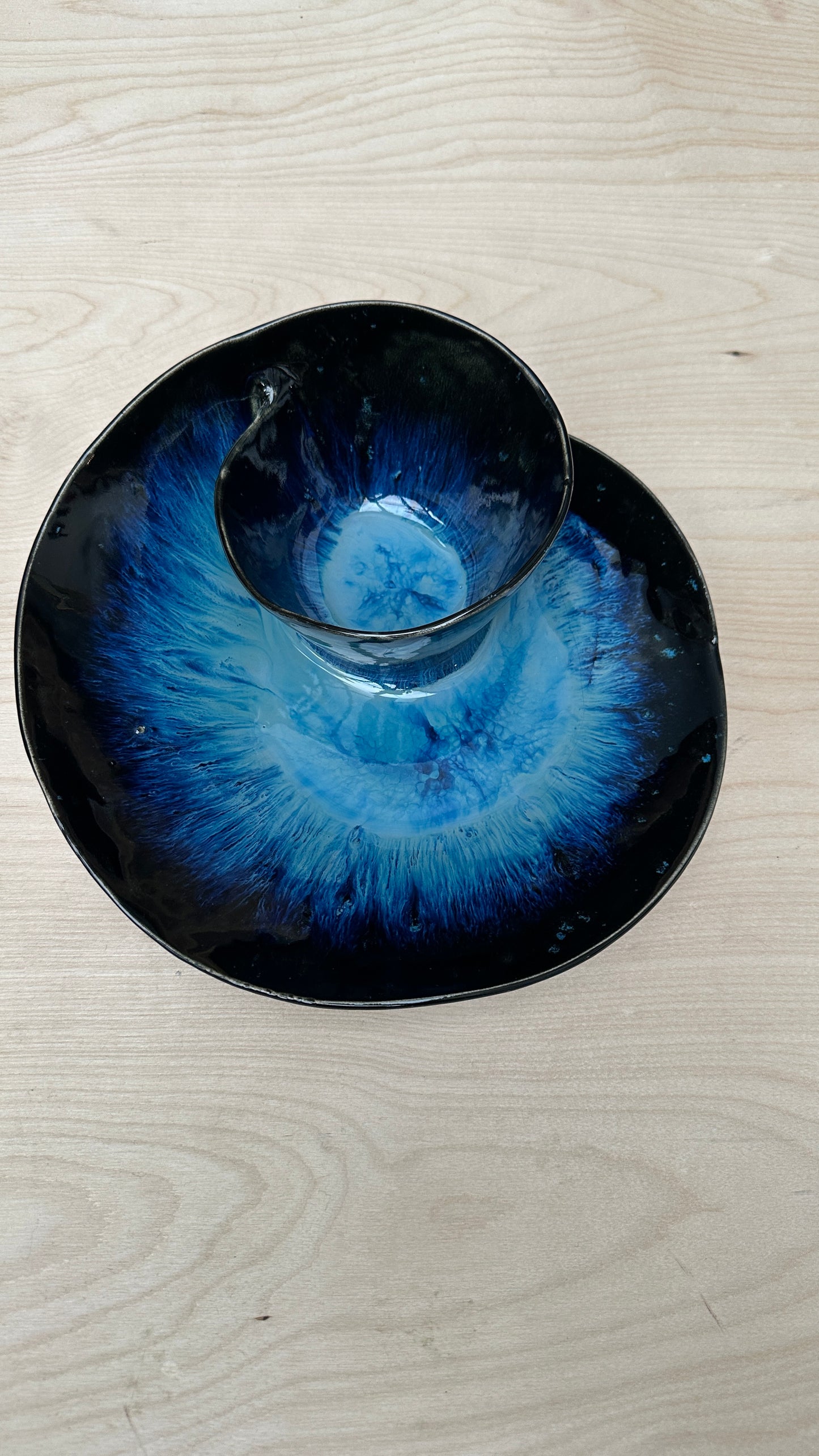 SECONDS SALE  - SEC #MED3 Magic Blue Swirl Bowl - *hairline crack