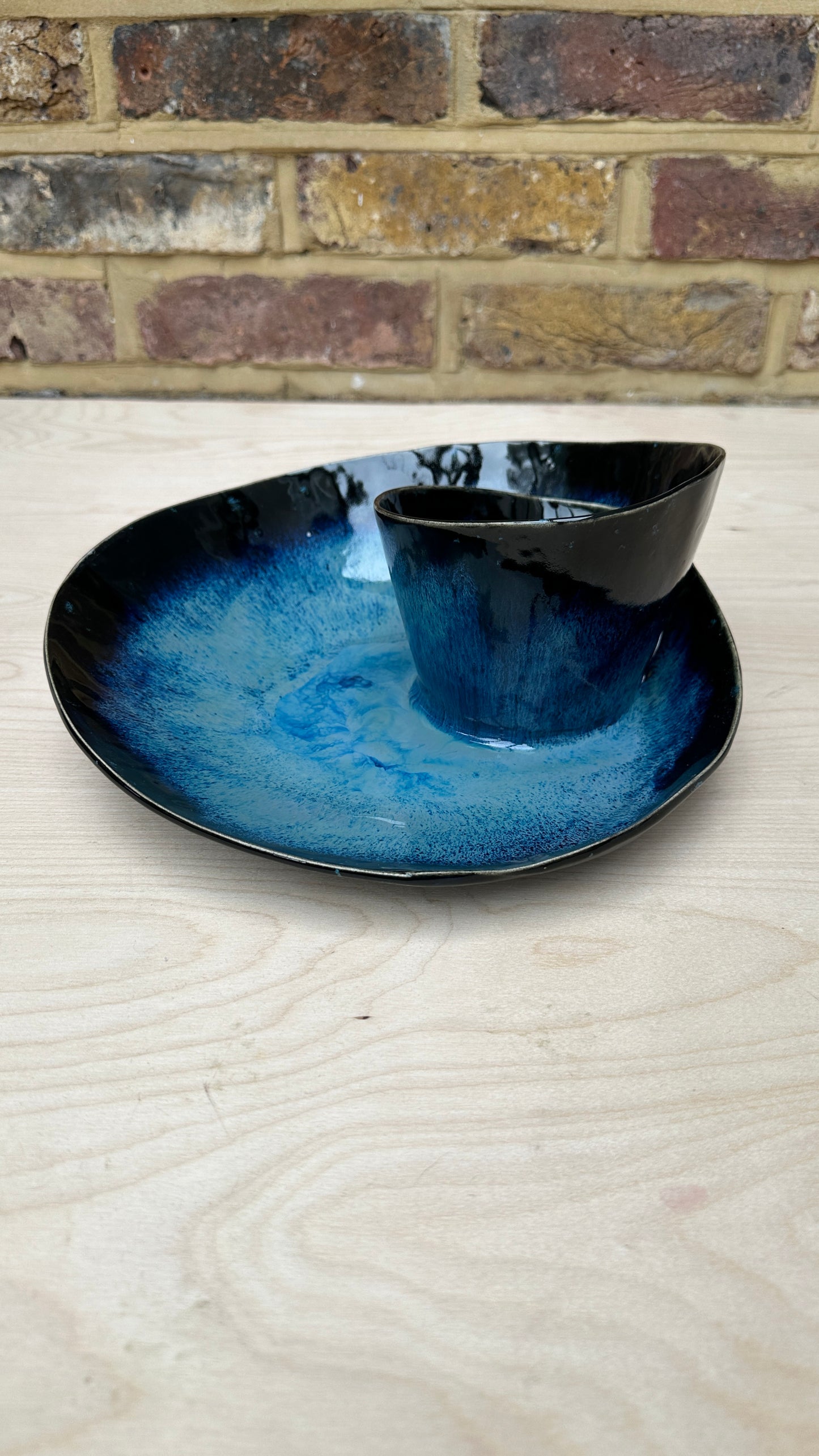 SECONDS SALE  - SEC #L7 Magic Blue Swirl Bowl - *hairlinecrack