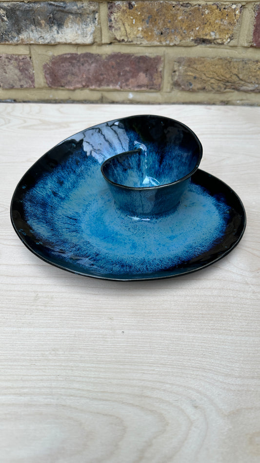 SECONDS SALE  - SEC #MED1 Magic Blue Swirl Bowl - *hairlinecrack