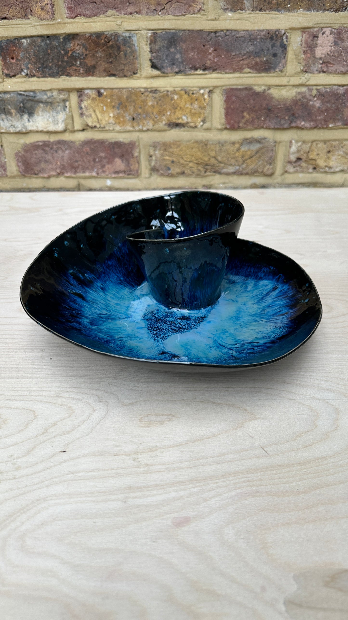 SECONDS SALE  - SEC #L4 Magic Blue Swirl Bowl - *crack in glaze