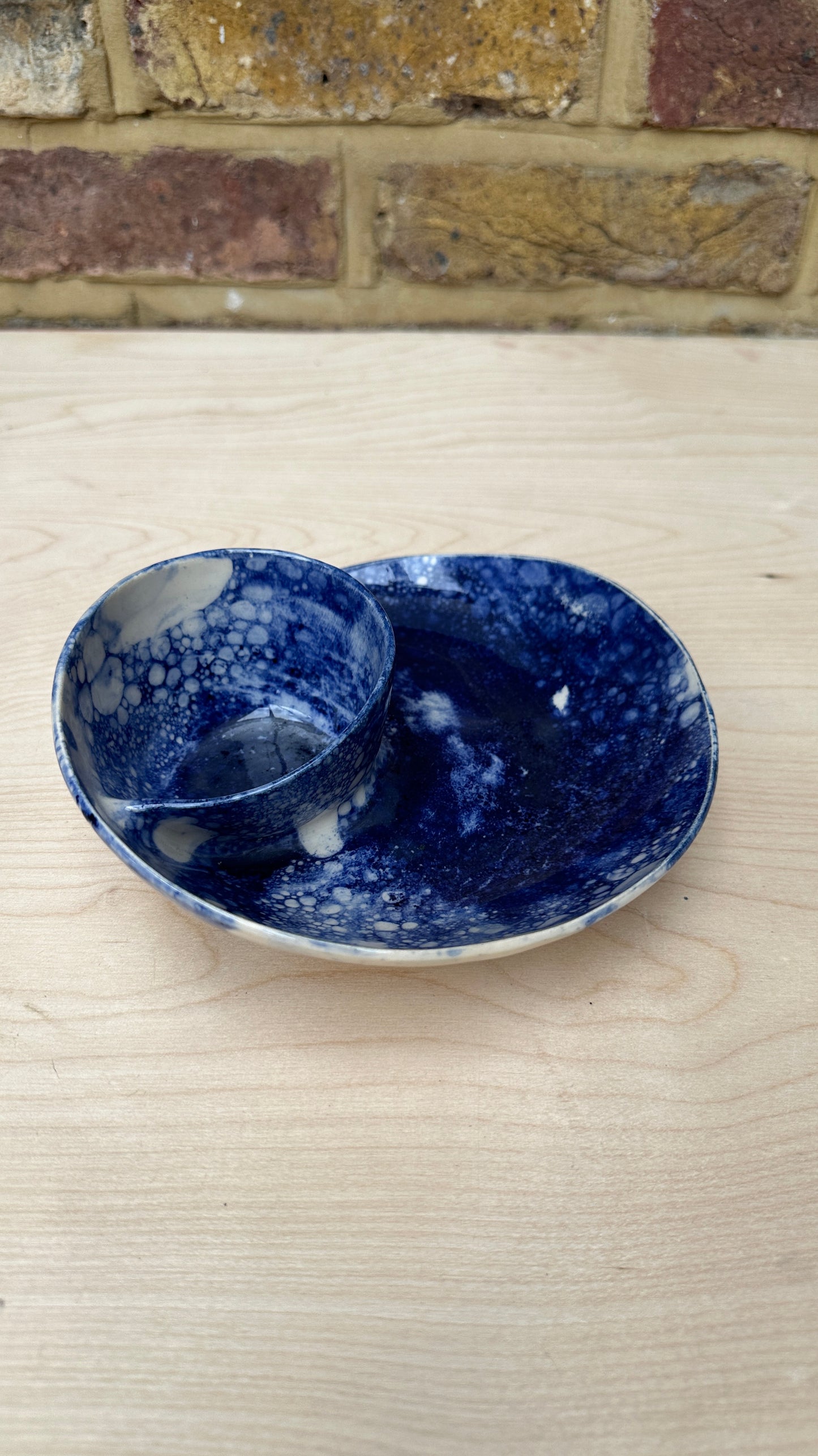 SECONDS SALE  - SEC #S3 Blue Bubble Swirl Bowl - *glaze