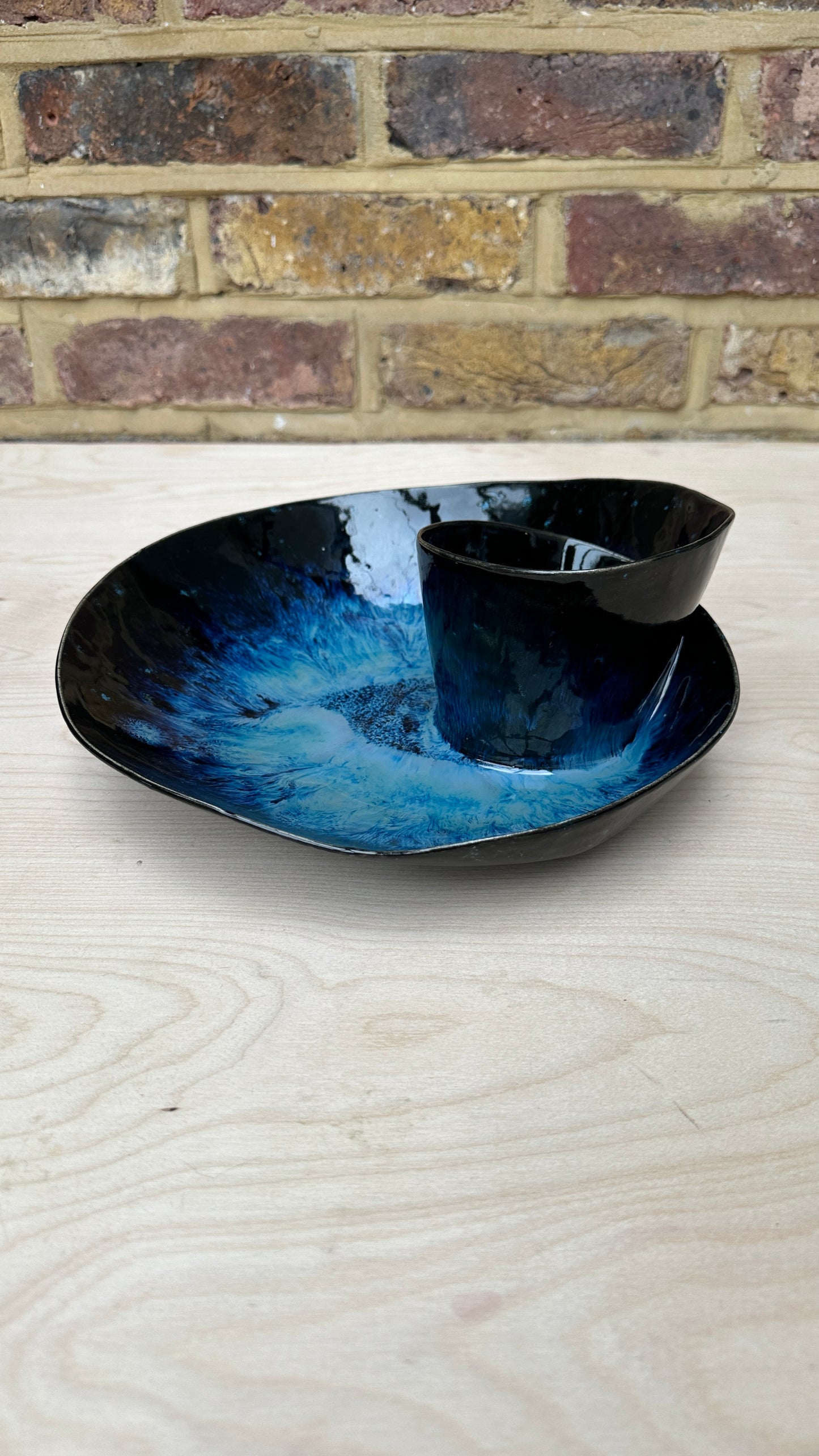 SECONDS SALE  - SEC #L4 Magic Blue Swirl Bowl - *crack in glaze