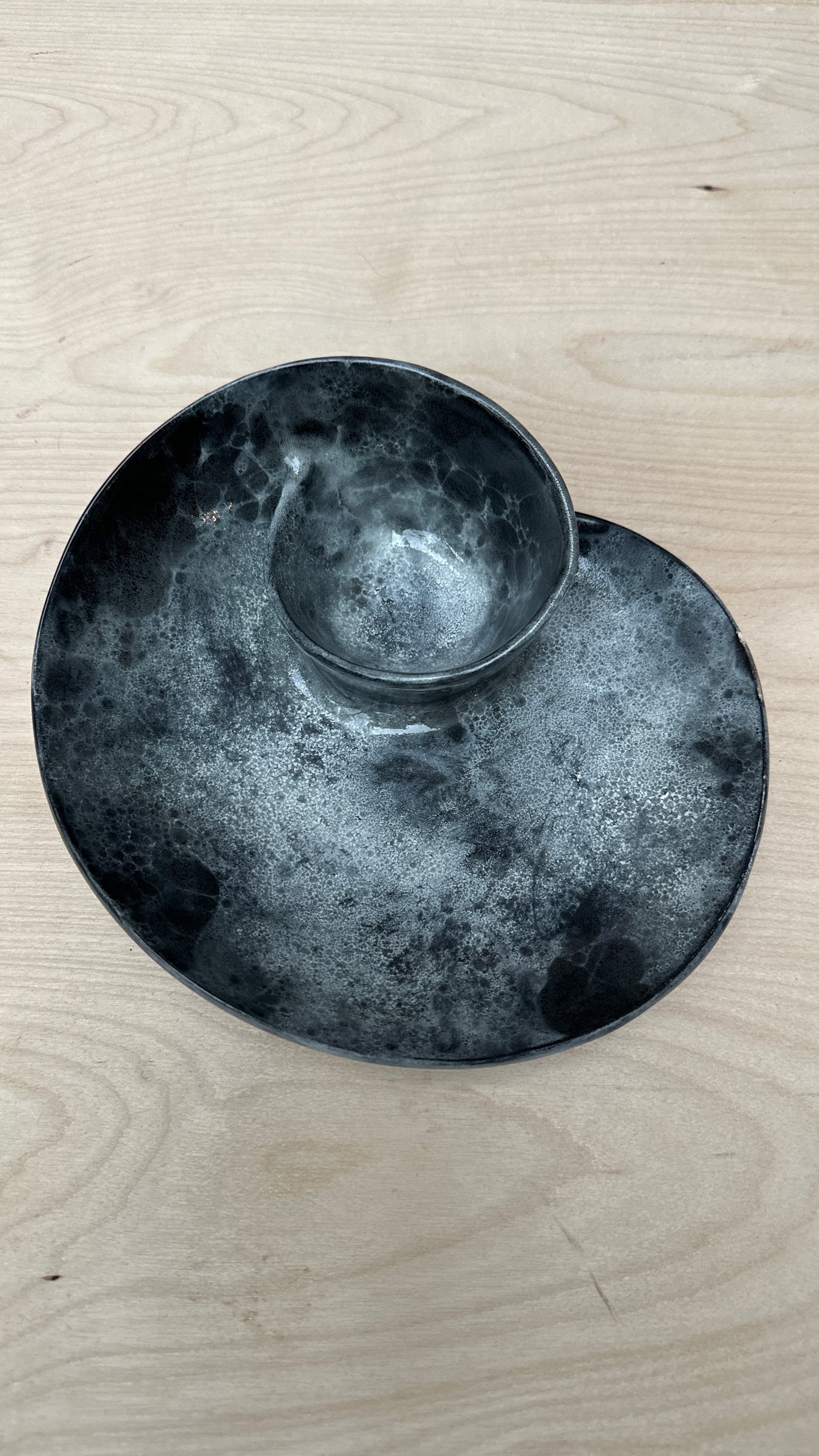 SECONDS SALE  - SEC #S15 Black and White Bubble Swirl Bowl - *glaze