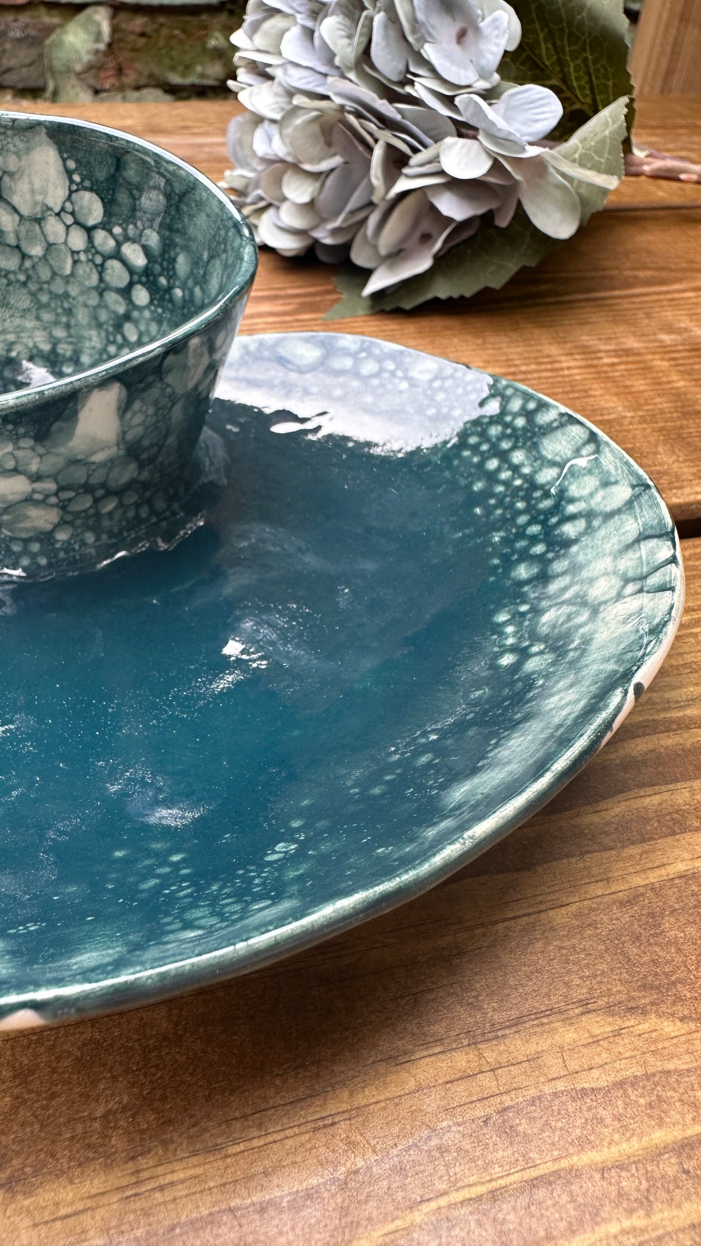 *SALE**#S13 Small Teal Bubble Swirl Bowl