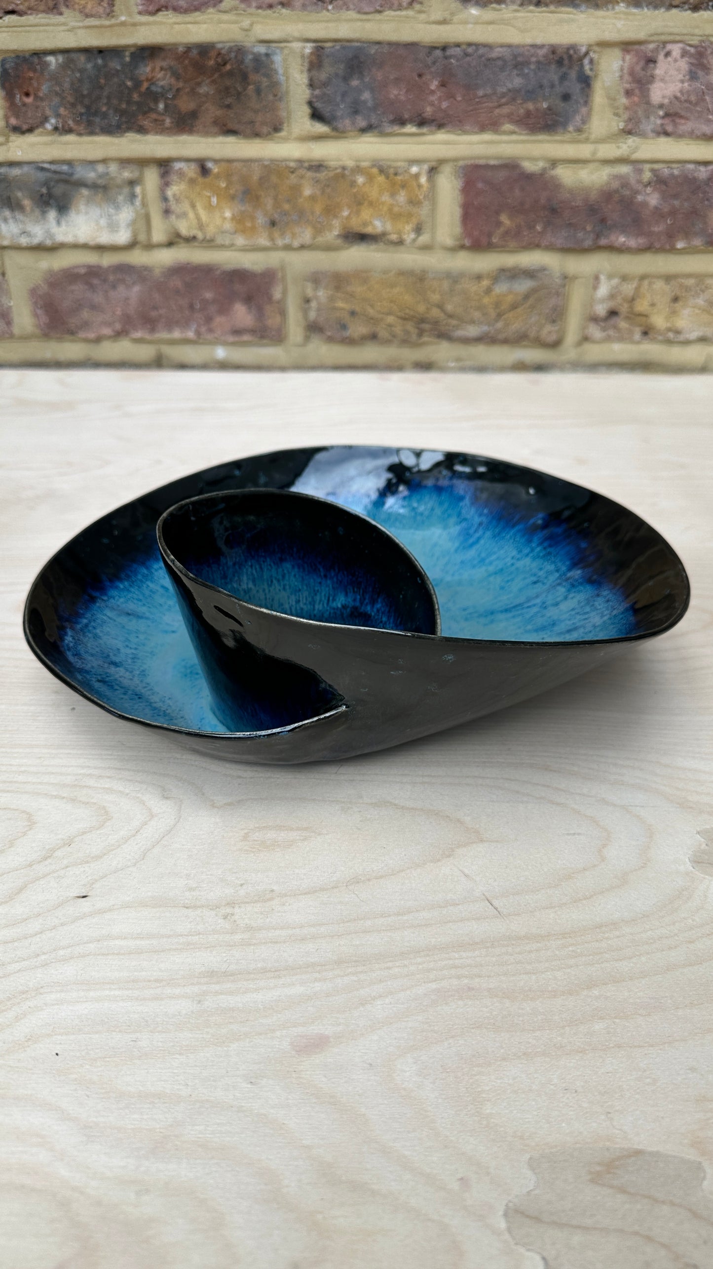 SECONDS SALE  - SEC #XL5 Magic Blue Swirl Bowl - *crack in glaze