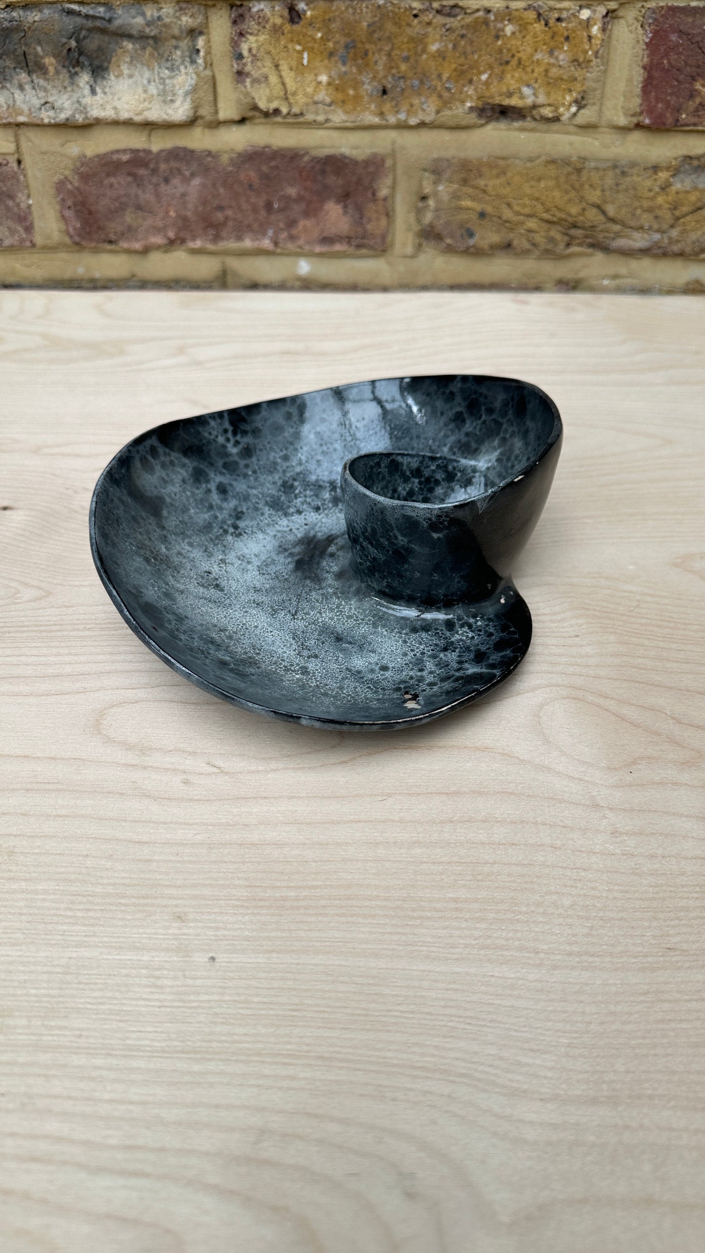 SECONDS SALE  - SEC #S18 Black and White Bubble Swirl Bowl - *glaze