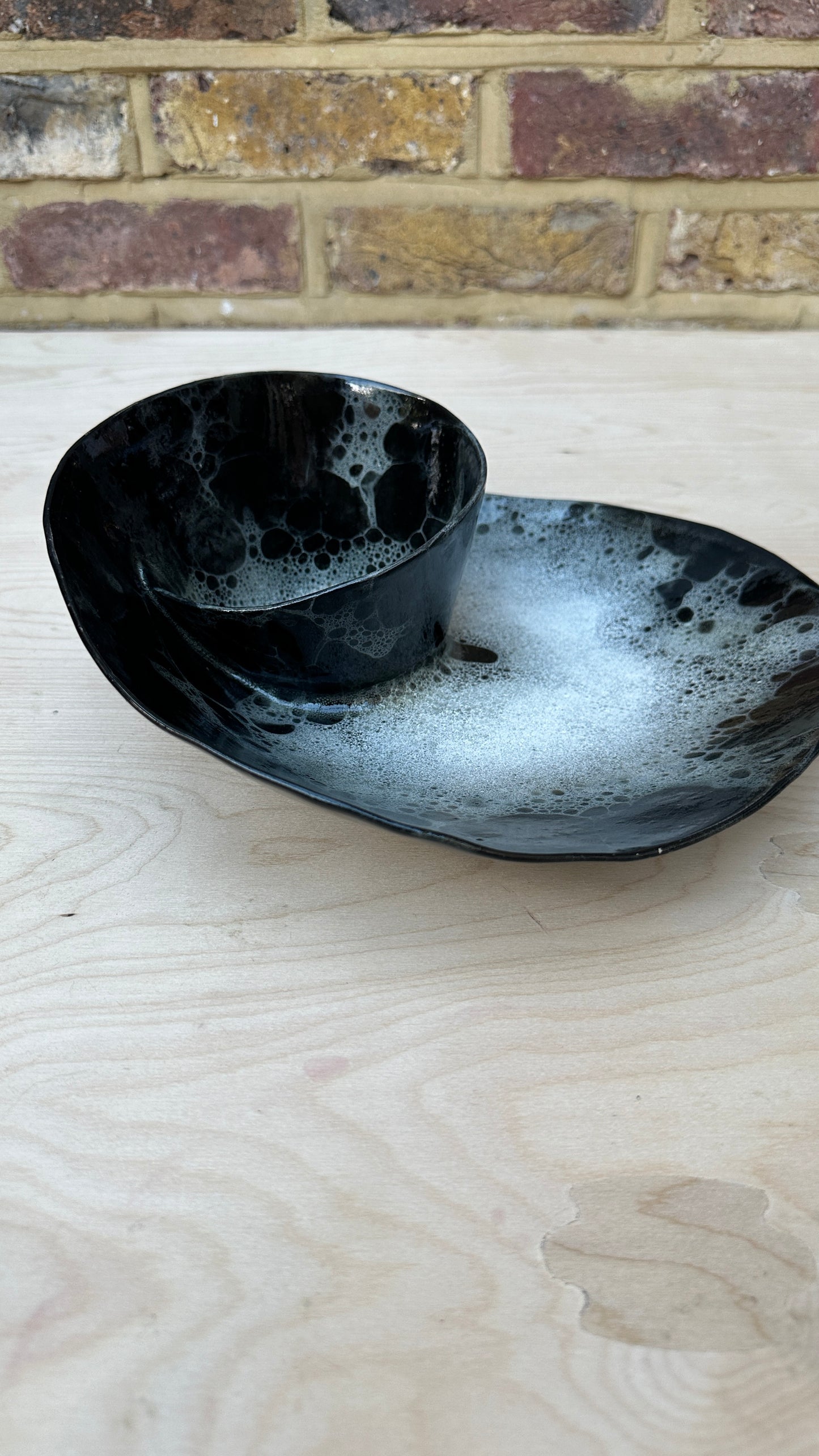 SECONDS SALE  - SEC #L9 Black and white Bubble Swirl Bowl - *glaze