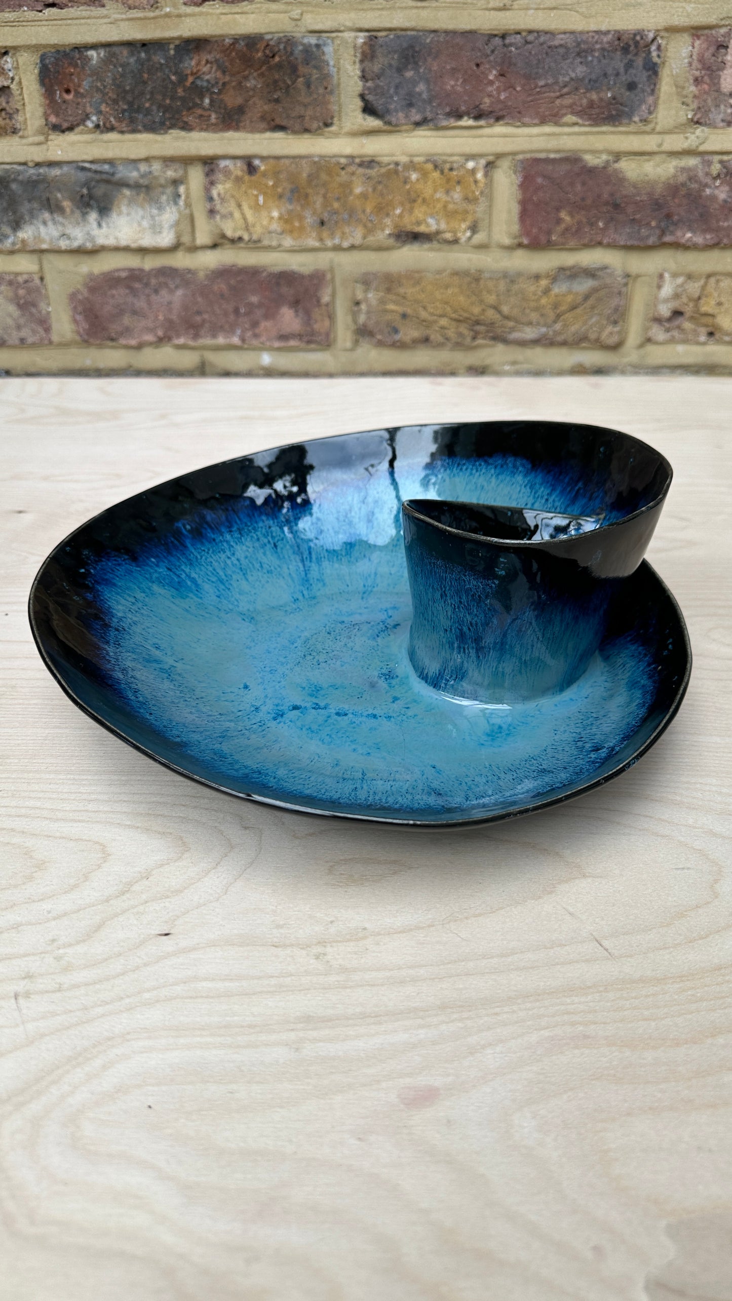 SECONDS SALE  - SEC #XL5 Magic Blue Swirl Bowl - *crack in glaze