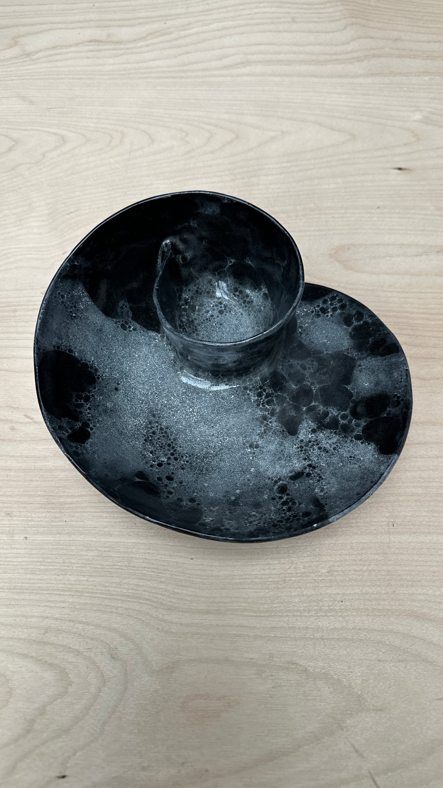 SECONDS SALE  - SEC #S14 Black and White Bubble Swirl Bowl - *glaze