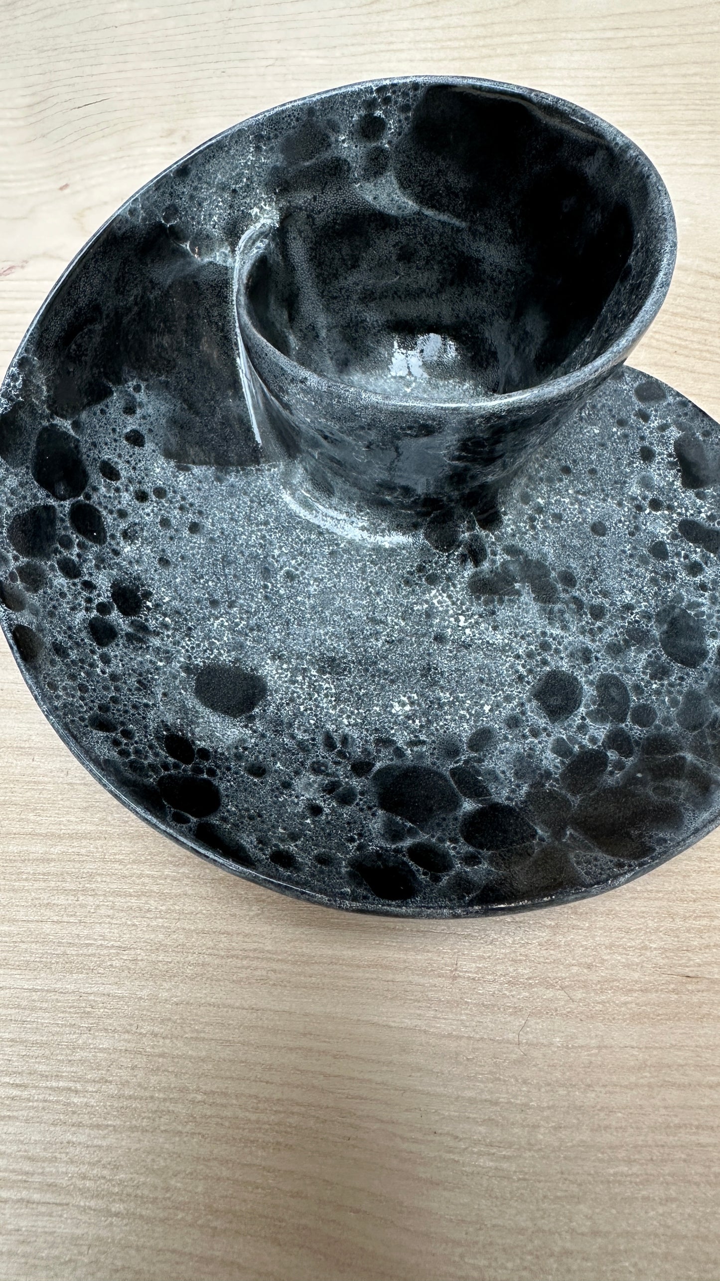 SECONDS SALE  - SEC #MI2 Black and White Bubble Swirl Bowl - *Glaze