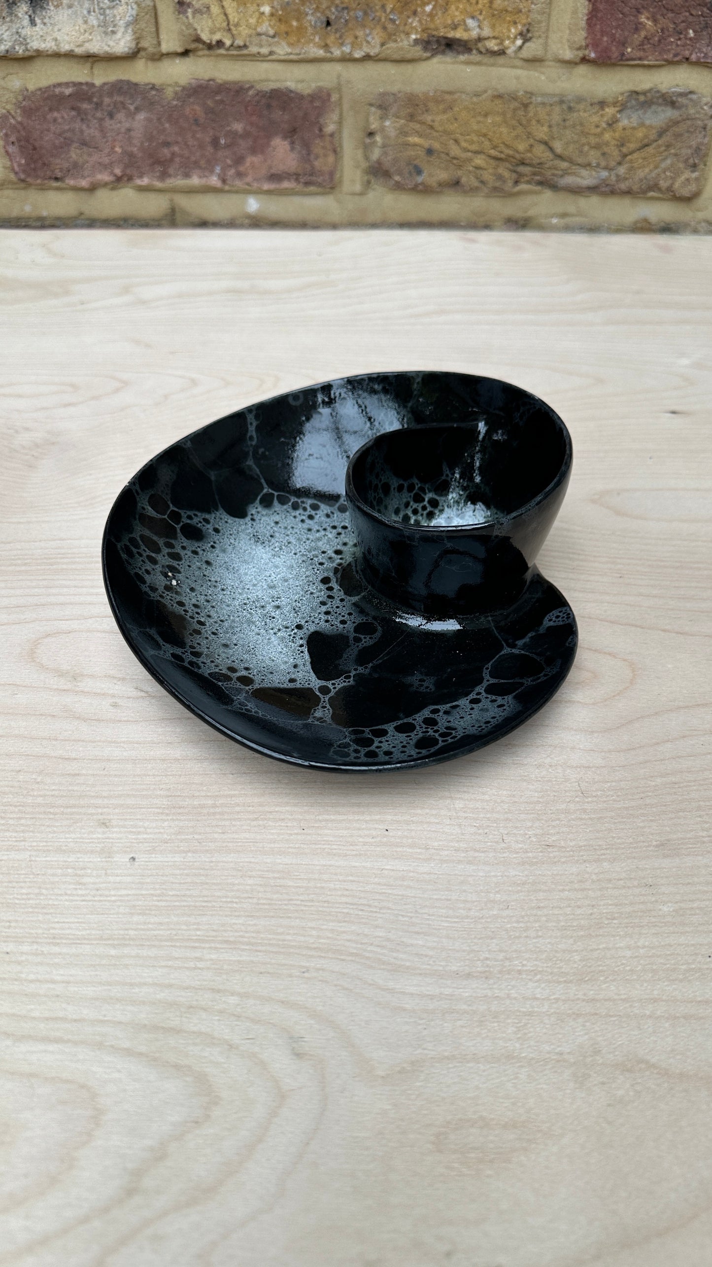 SECONDS SALE  - SEC #S10 Black and White Bubble Swirl Bowl - *glaze