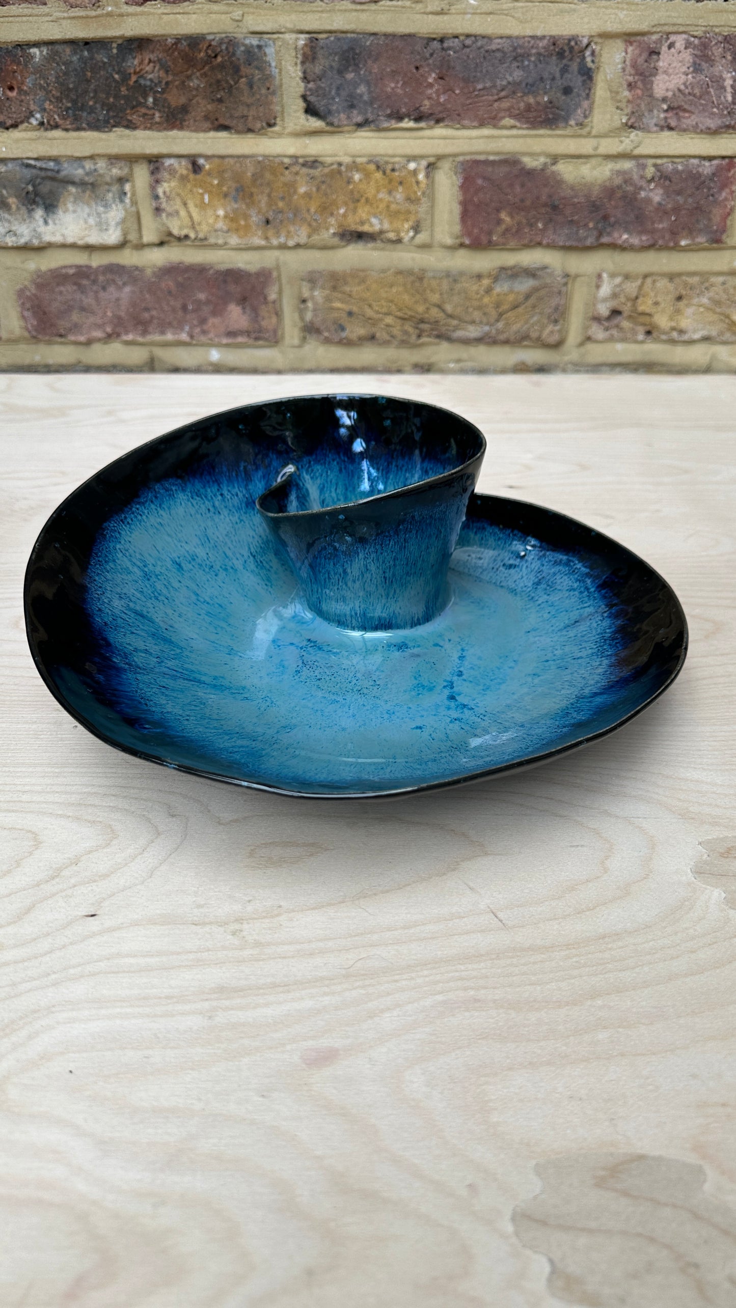 SECONDS SALE  - SEC #XL5 Magic Blue Swirl Bowl - *crack in glaze