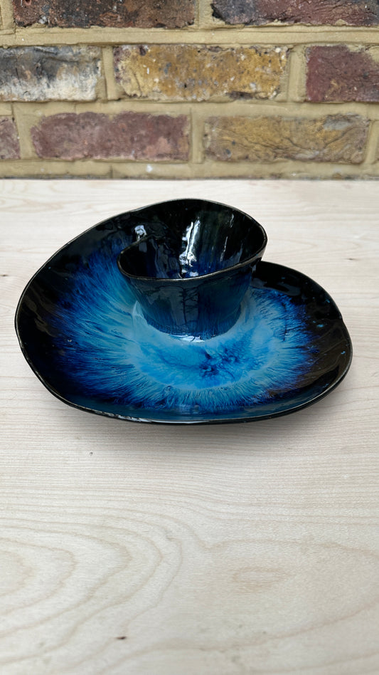 SECONDS SALE  - SEC #MED3 Magic Blue Swirl Bowl - *hairline crack