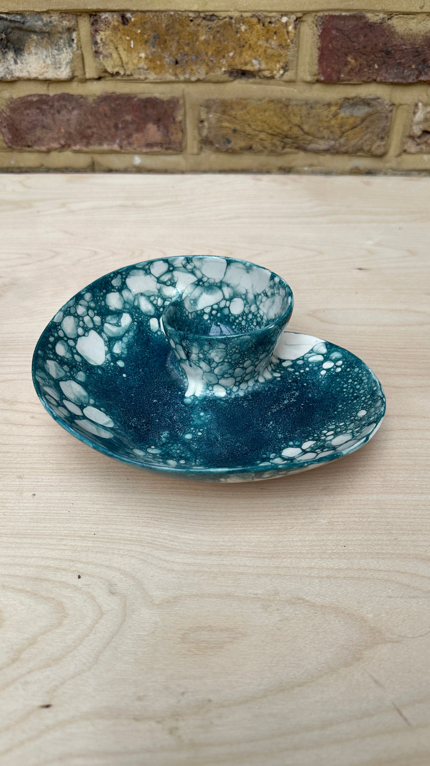 SECONDS SALE  - SEC #S8 Teal Bubble Swirl Bowl - *glaze