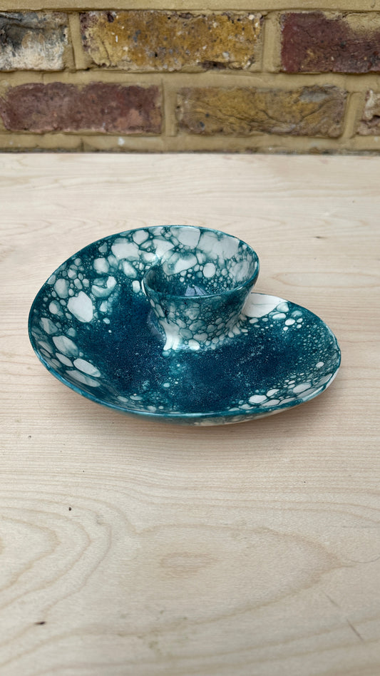 SECONDS SALE  - SEC #S8 Teal Bubble Swirl Bowl - *glaze