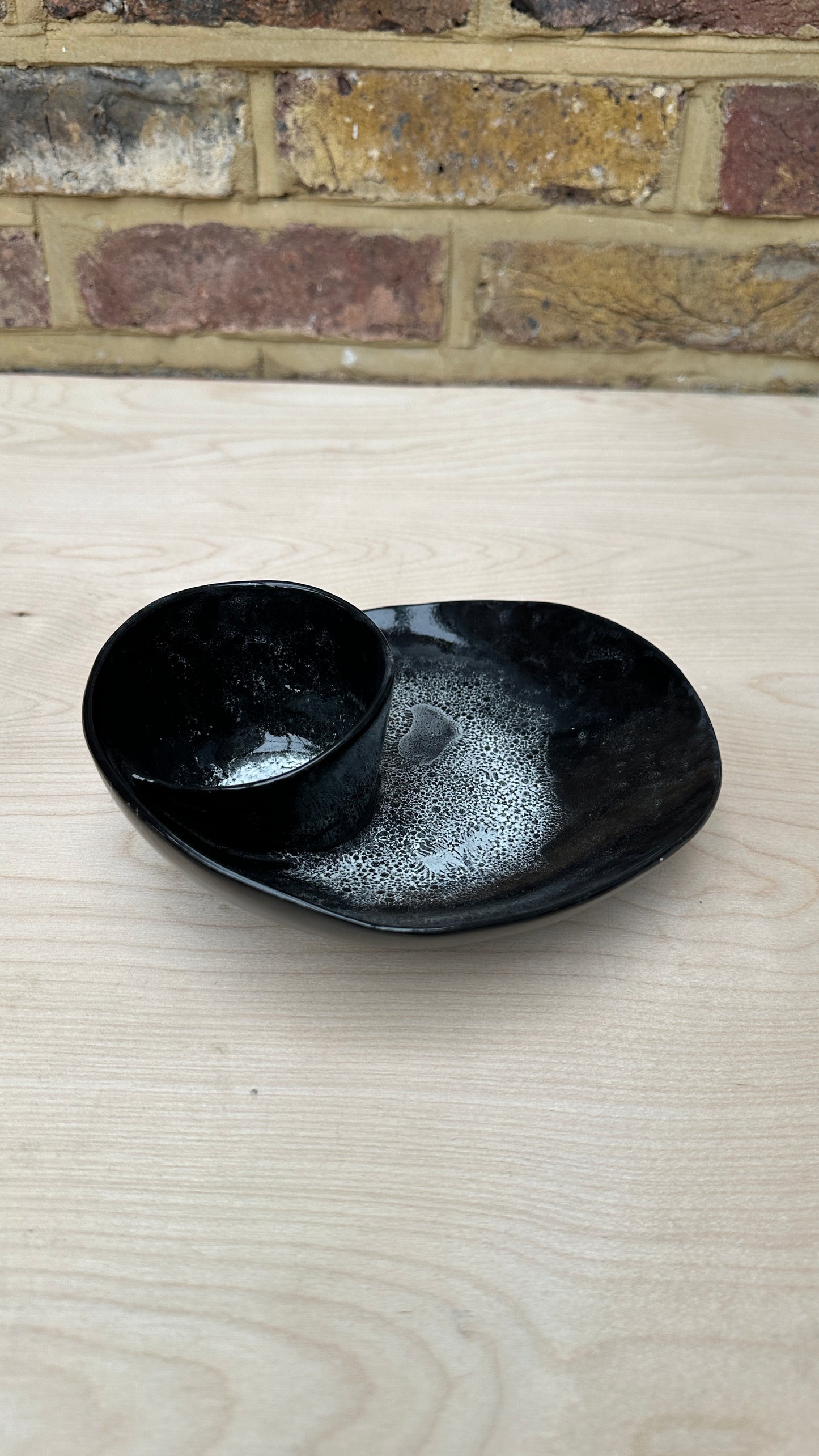 SECONDS SALE  - SEC #S21 Black and White Bubble Swirl Bowl - *glaze