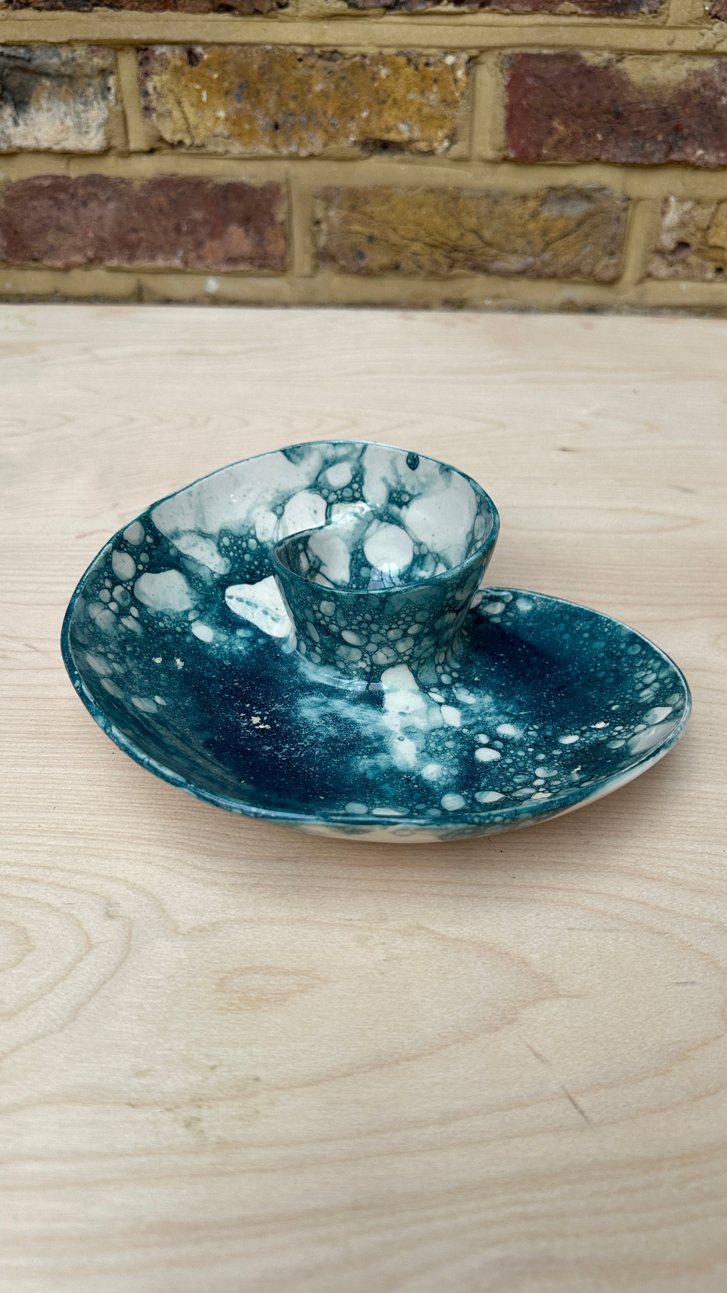 SECONDS SALE  - SEC #S6 Teal Bubble Swirl Bowl - *glaze