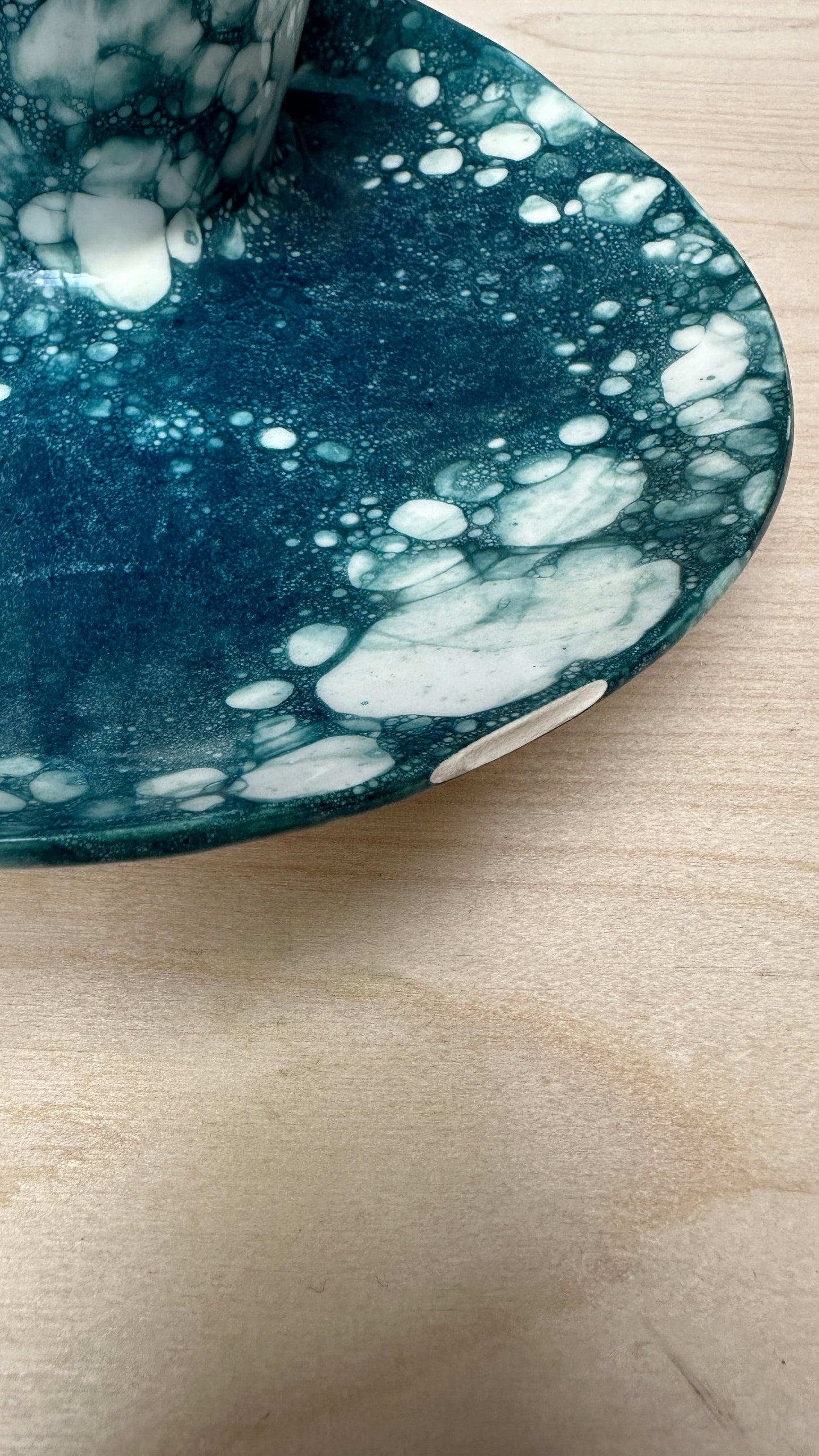 SECONDS SALE  - SEC #MED6 Teal Bubble Swirl Bowl - * chipped