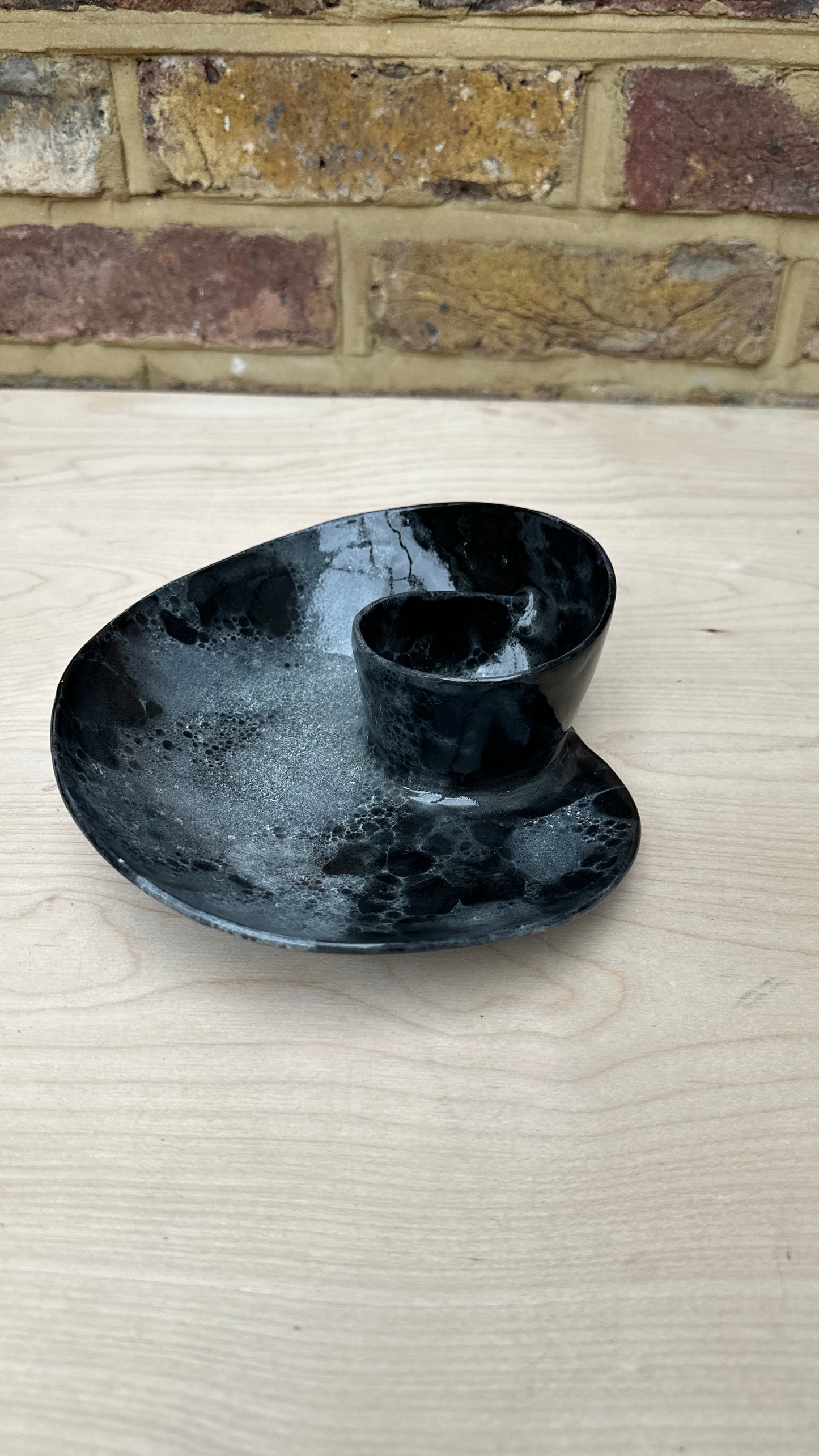 SECONDS SALE  - SEC #S14 Black and White Bubble Swirl Bowl - *glaze