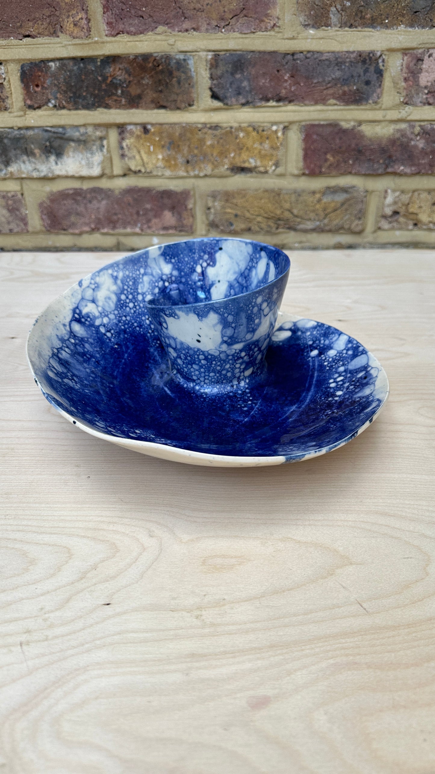 SECONDS SALE  - SEC #XL1 Blue Bubble Swirl Bowl - *glaze