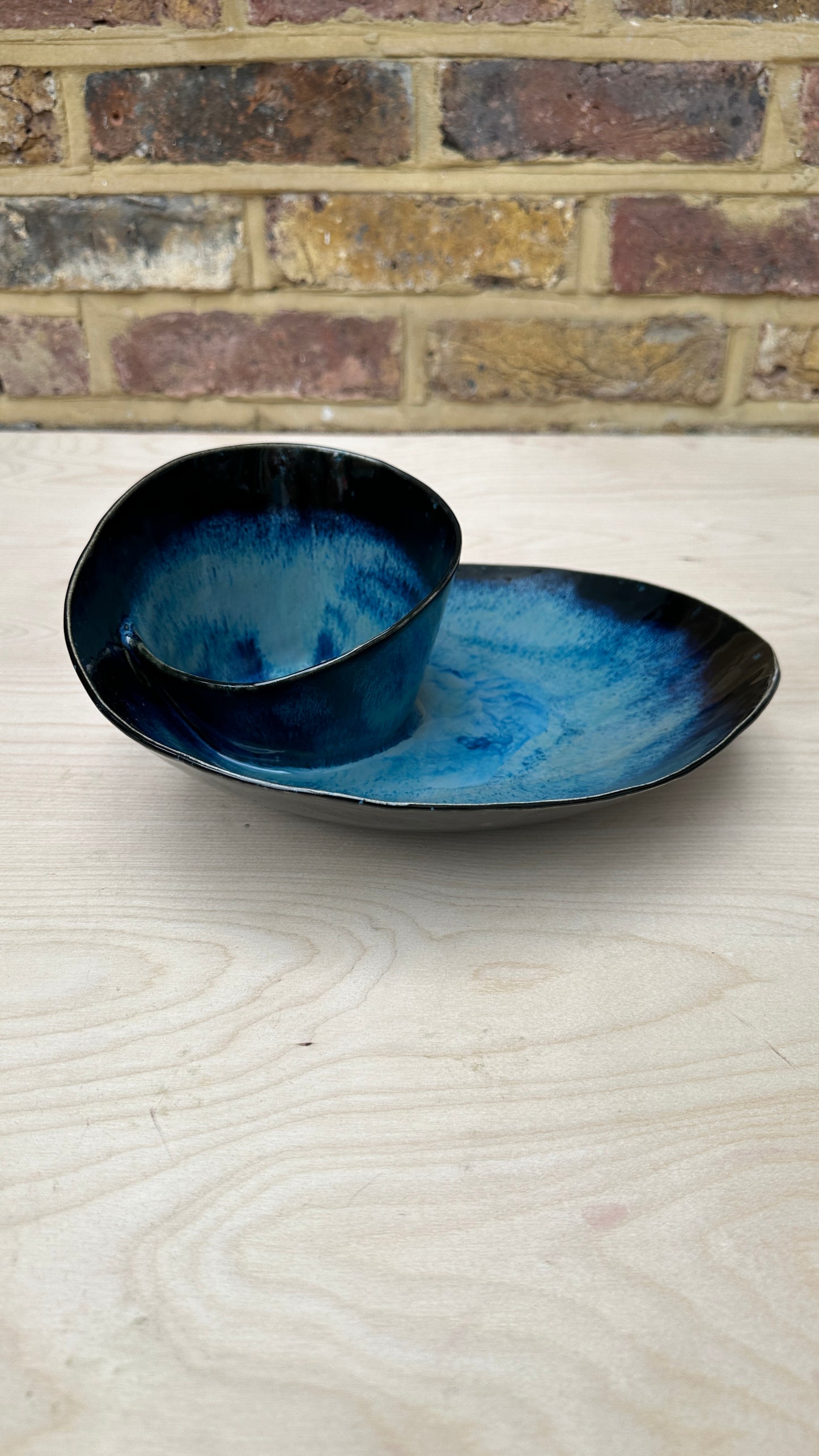 SECONDS SALE  - SEC #L7 Magic Blue Swirl Bowl - *hairlinecrack