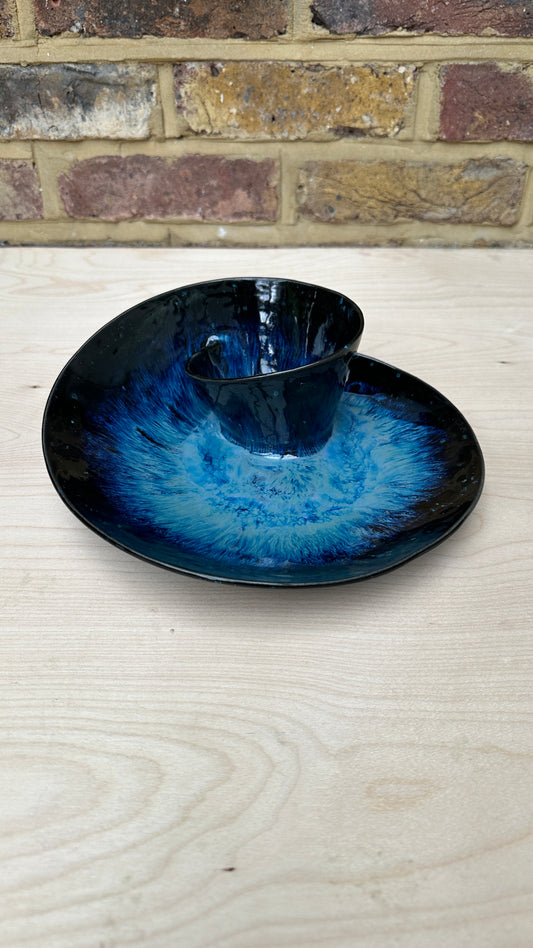 SECONDS SALE  - SEC #MED2 Magic Blue Swirl Bowl - *cracked glaze