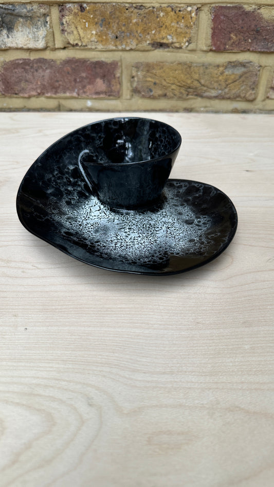 SECONDS SALE  - SEC #S20 Black and White Bubble Swirl Bowl - *glaze