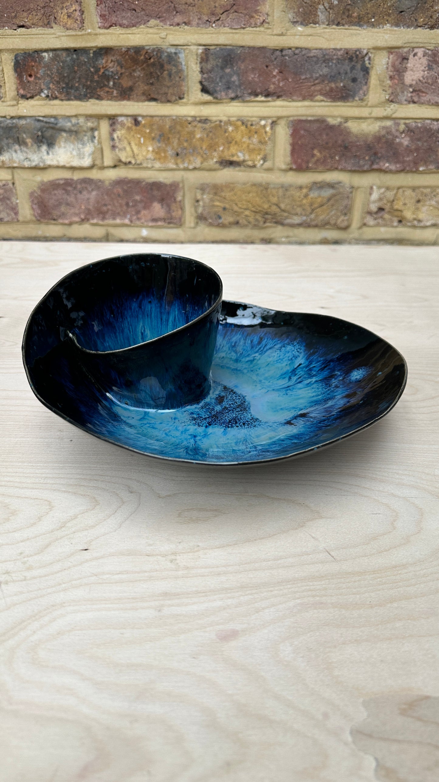 SECONDS SALE  - SEC #L4 Magic Blue Swirl Bowl - *crack in glaze