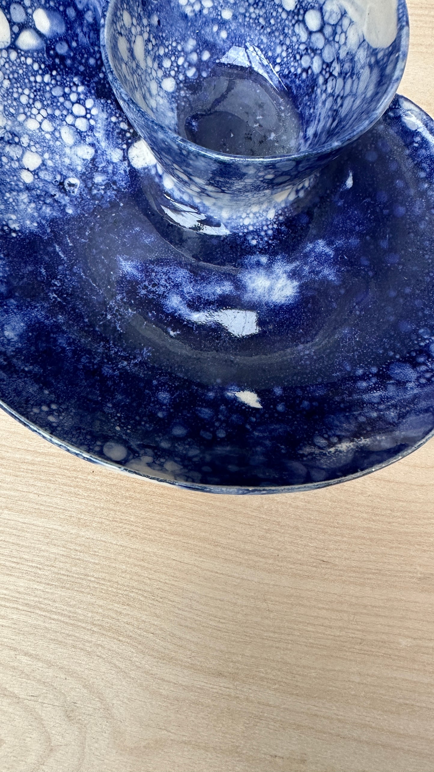 SECONDS SALE  - SEC #S3 Blue Bubble Swirl Bowl - *glaze