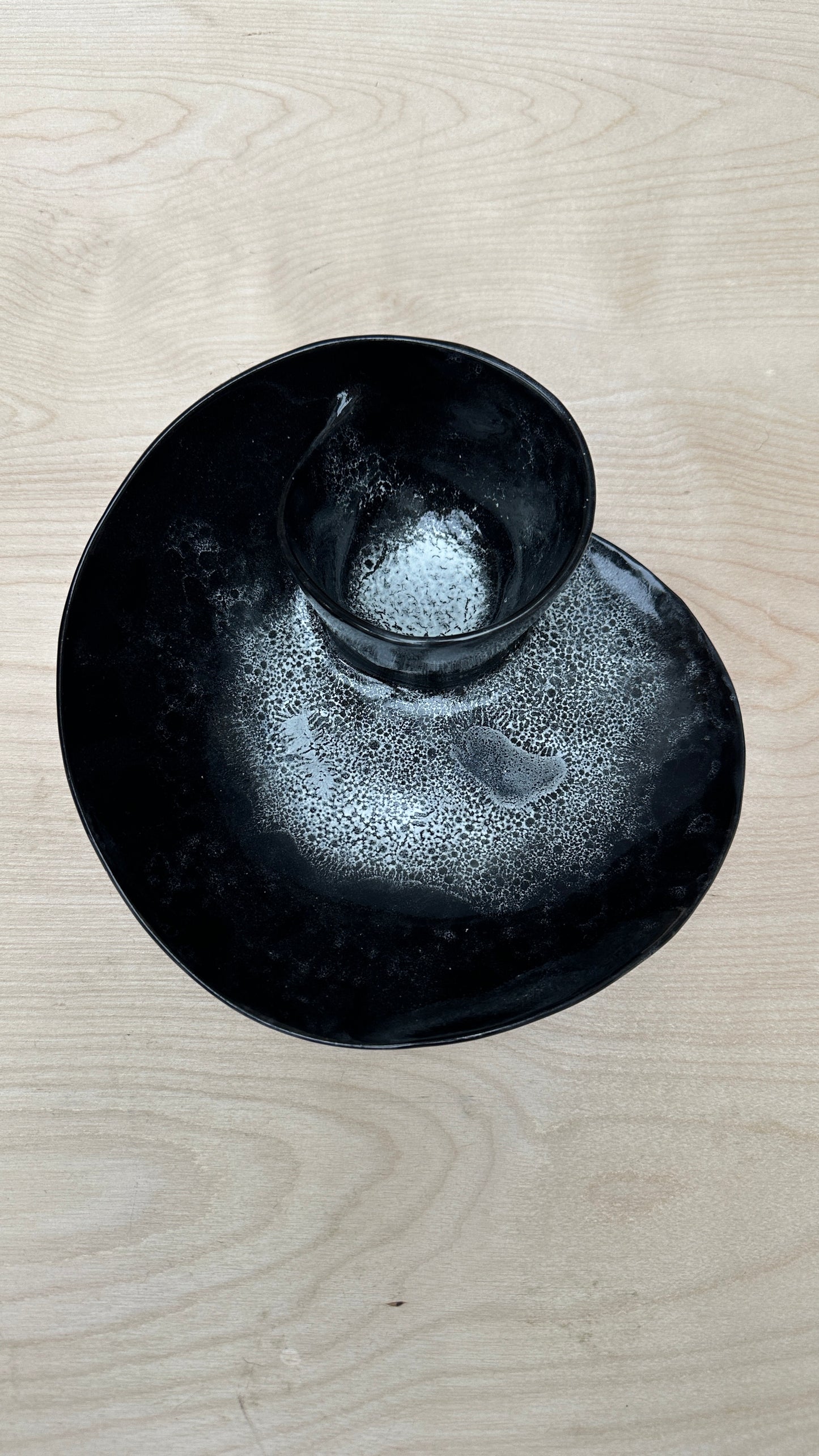 SECONDS SALE  - SEC #S21 Black and White Bubble Swirl Bowl - *glaze