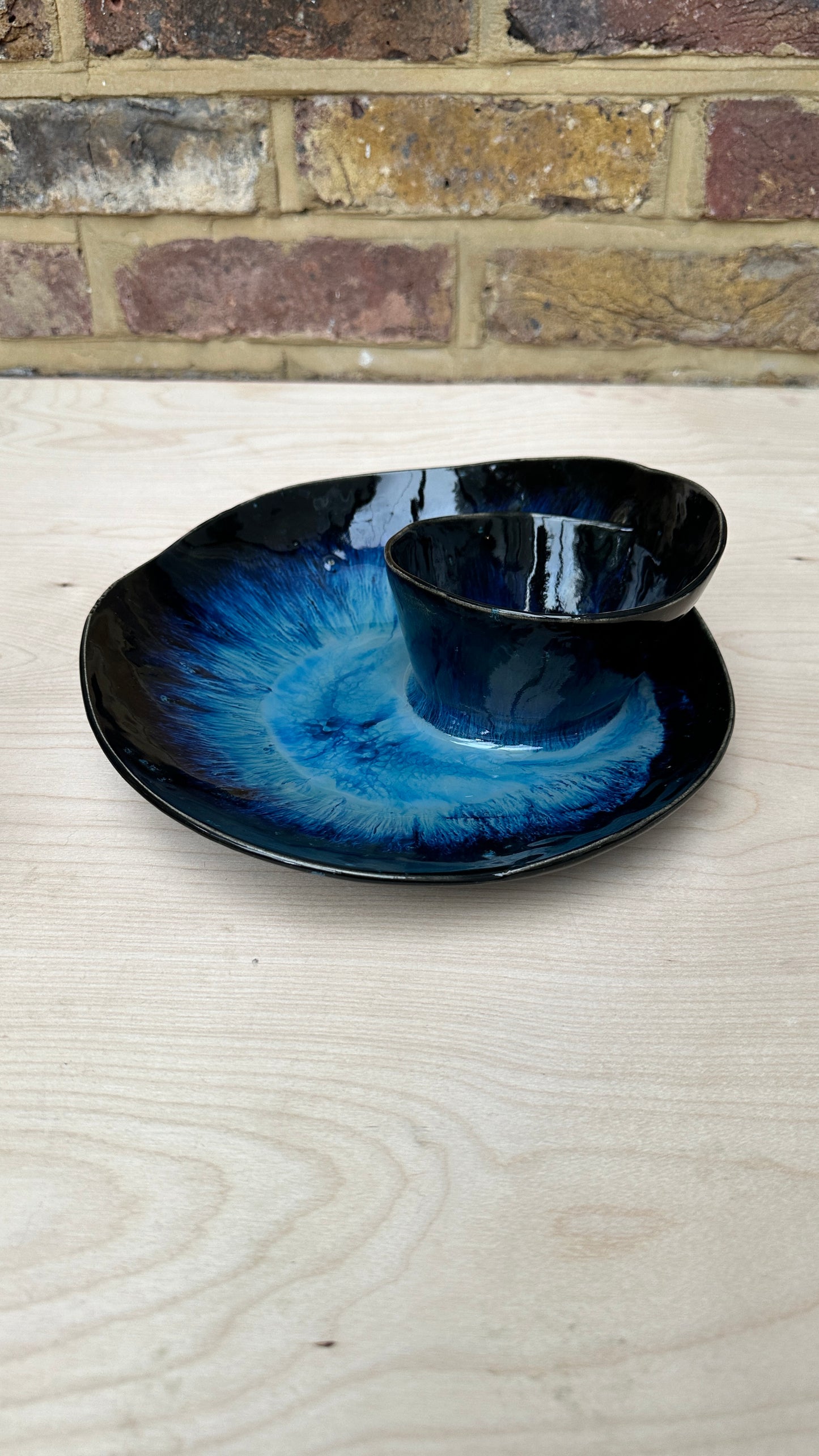 SECONDS SALE  - SEC #MED3 Magic Blue Swirl Bowl - *hairline crack