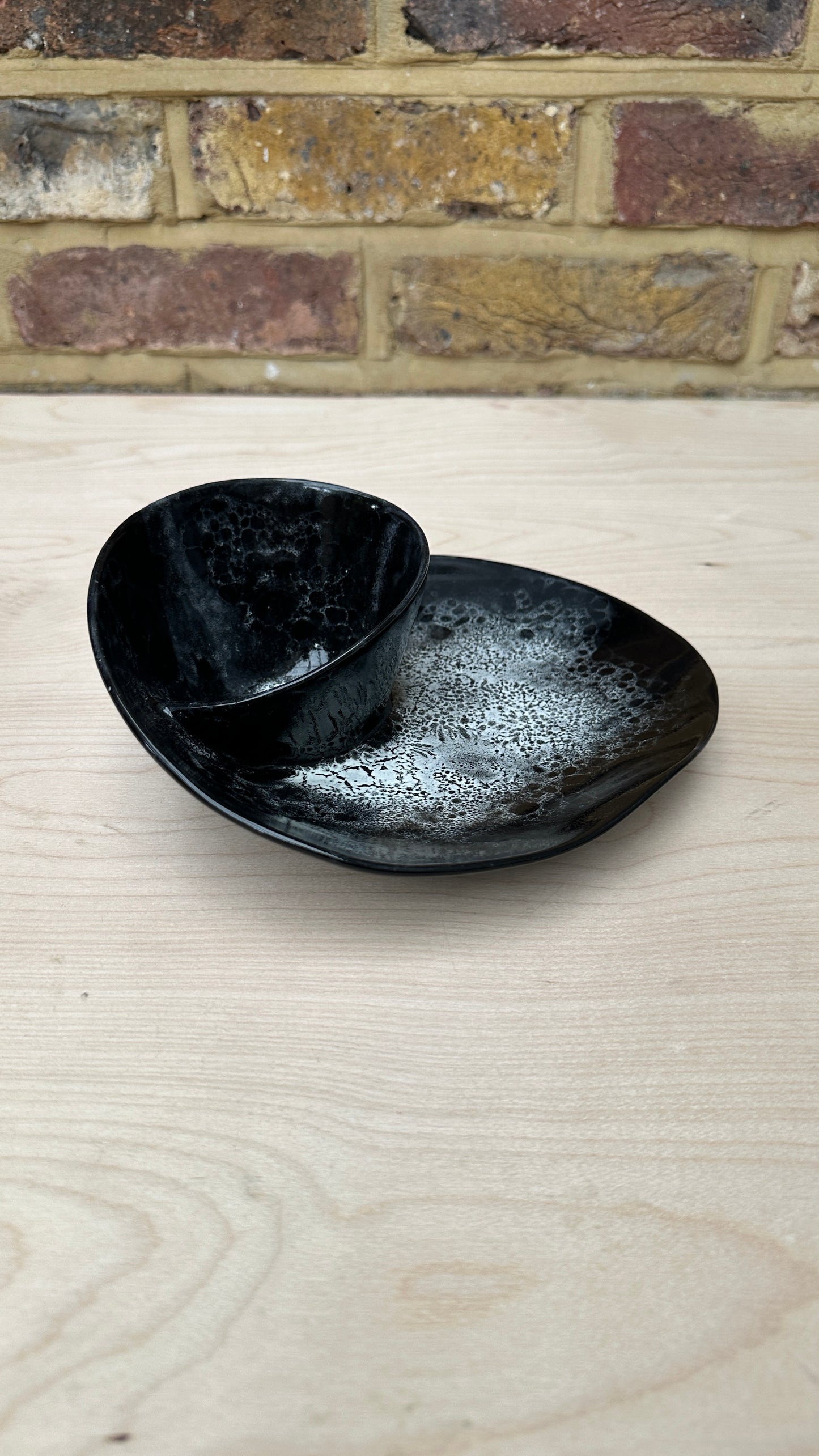 SECONDS SALE  - SEC #S20 Black and White Bubble Swirl Bowl - *glaze