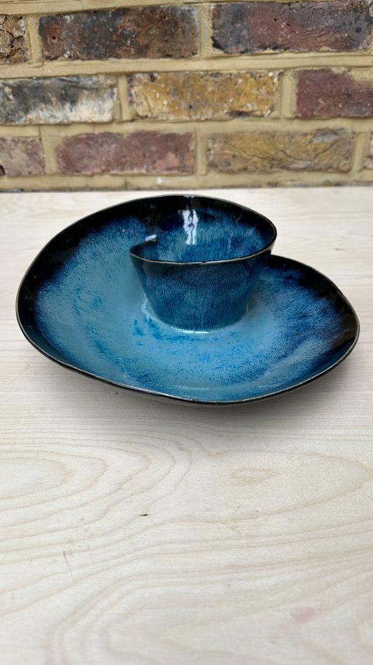 SECONDS SALE  - SEC #L6 Magic Blue Swirl Bowl - *hairlinecrack