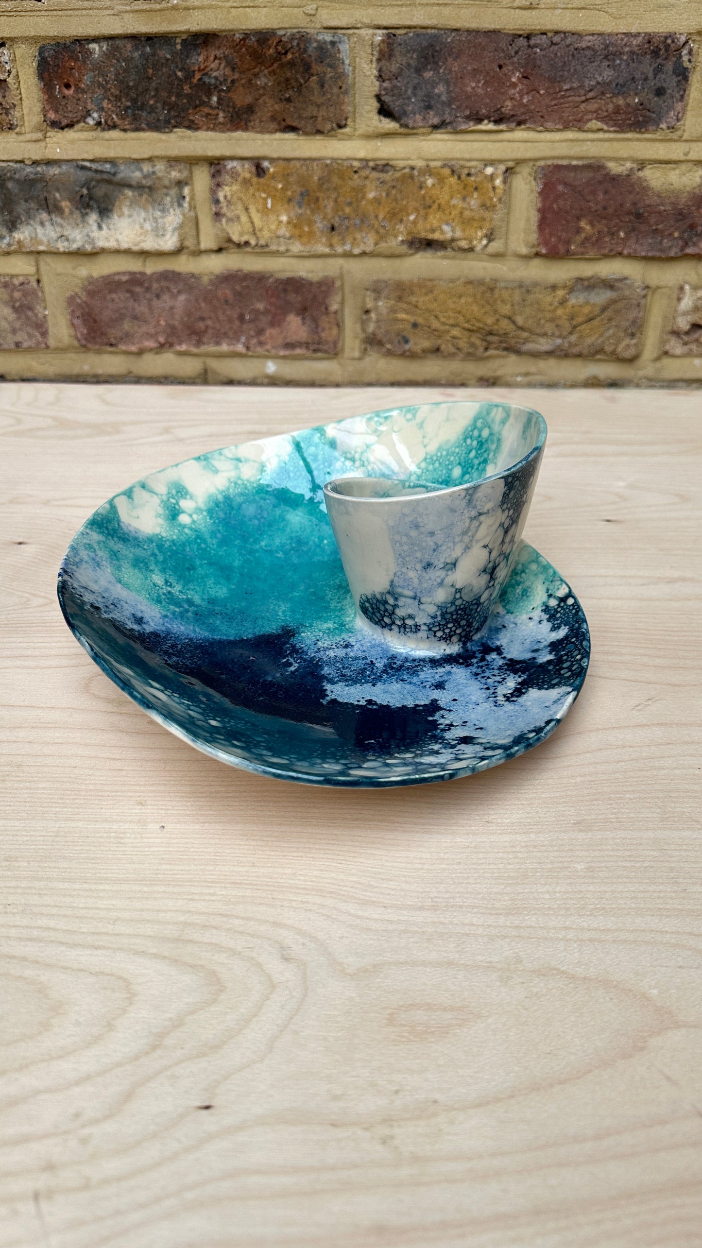 SECONDS SALE  - SEC #L13 Mermaid Bubble Swirl Bowl - *glaze