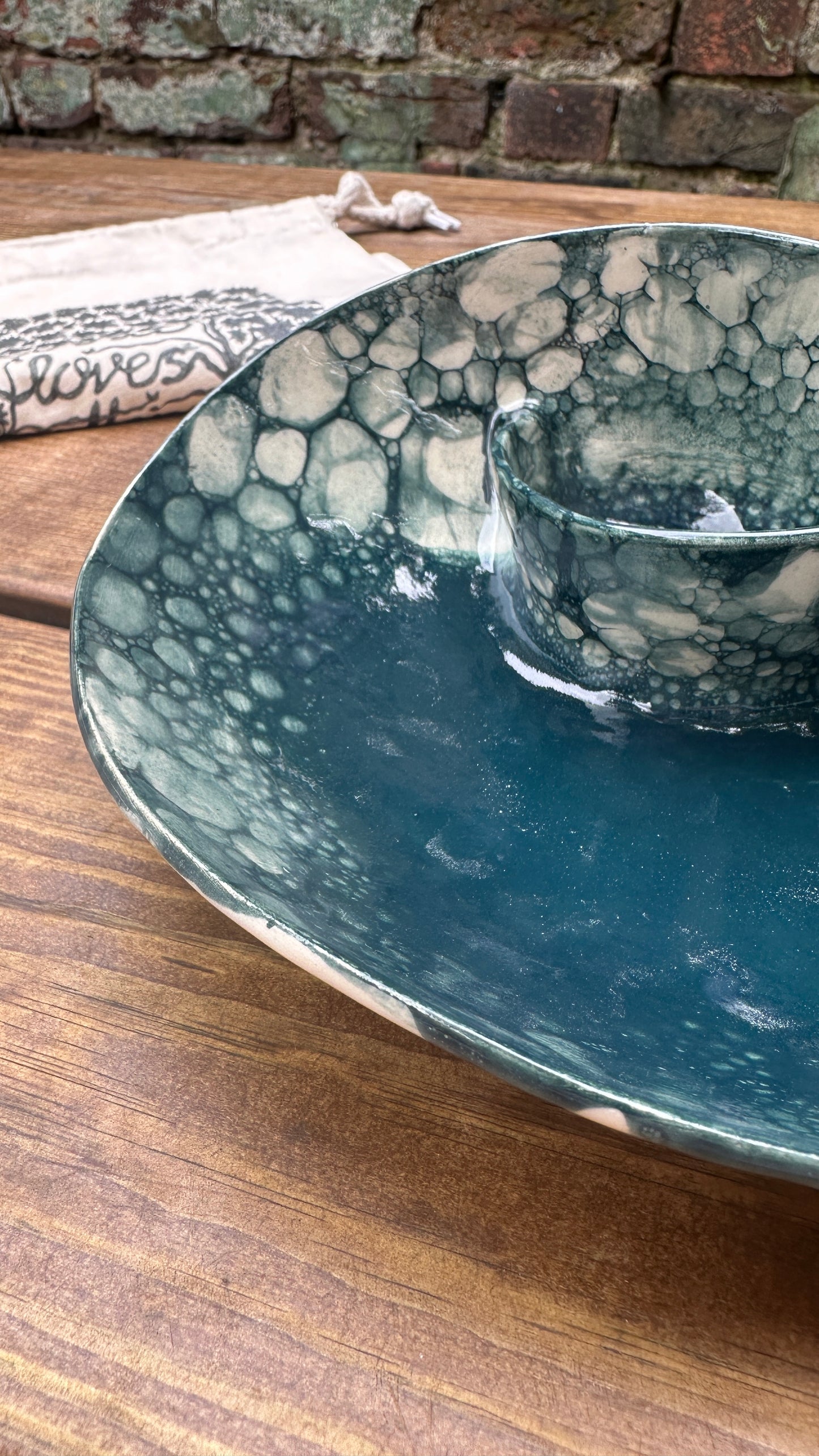 *SALE**#S13 Small Teal Bubble Swirl Bowl