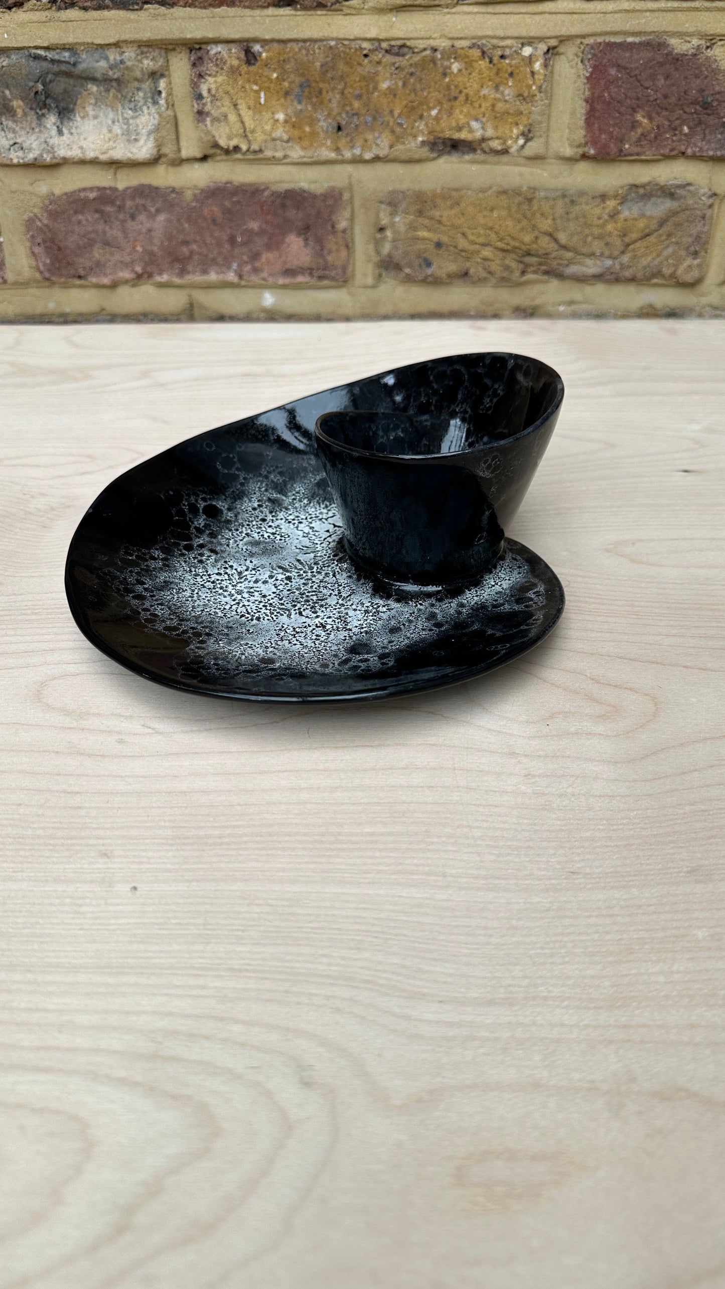 SECONDS SALE  - SEC #S20 Black and White Bubble Swirl Bowl - *glaze