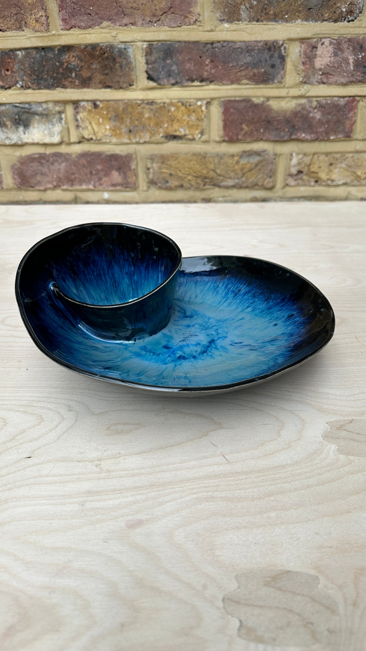 SECONDS SALE  - SEC #L3 Magic Blue Swirl Bowl - *crack in glaze