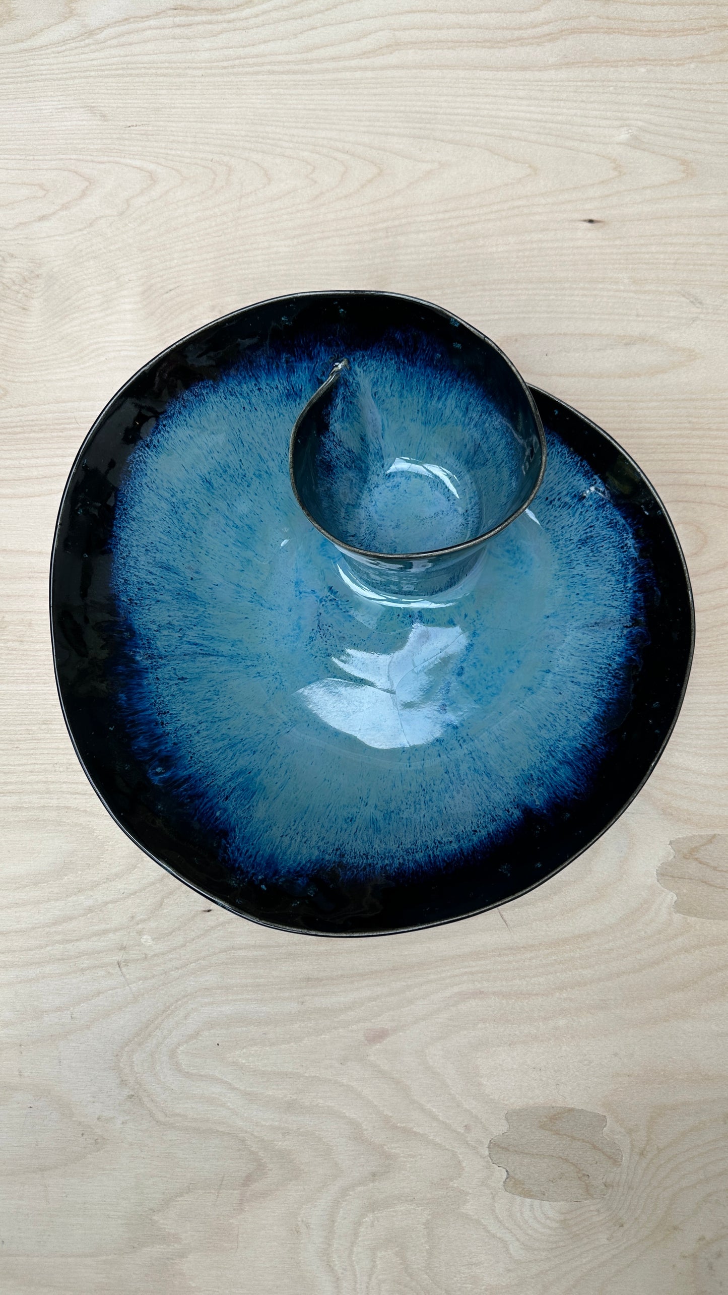 SECONDS SALE  - SEC #XL5 Magic Blue Swirl Bowl - *crack in glaze