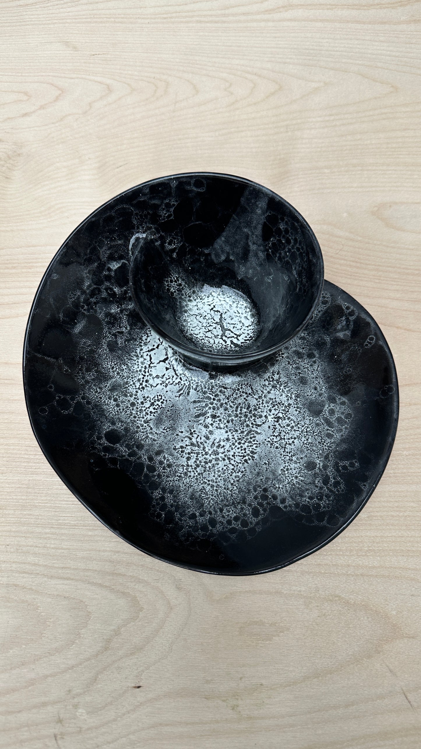 SECONDS SALE  - SEC #S20 Black and White Bubble Swirl Bowl - *glaze