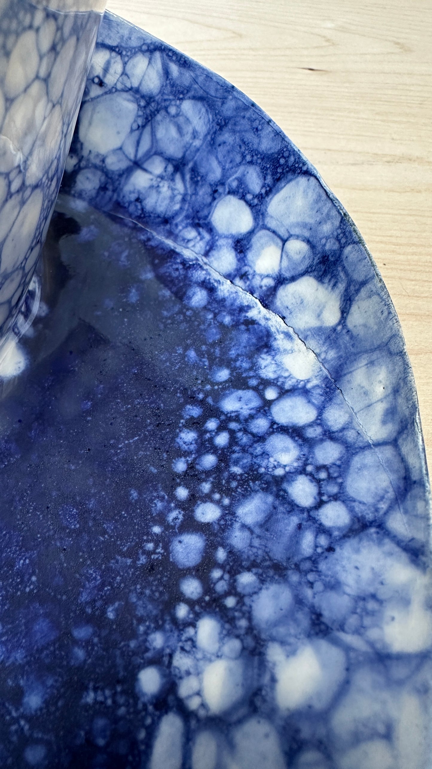 SECONDS SALE  - SEC #XL2 Blue Bubble Swirl Bowl - *crack