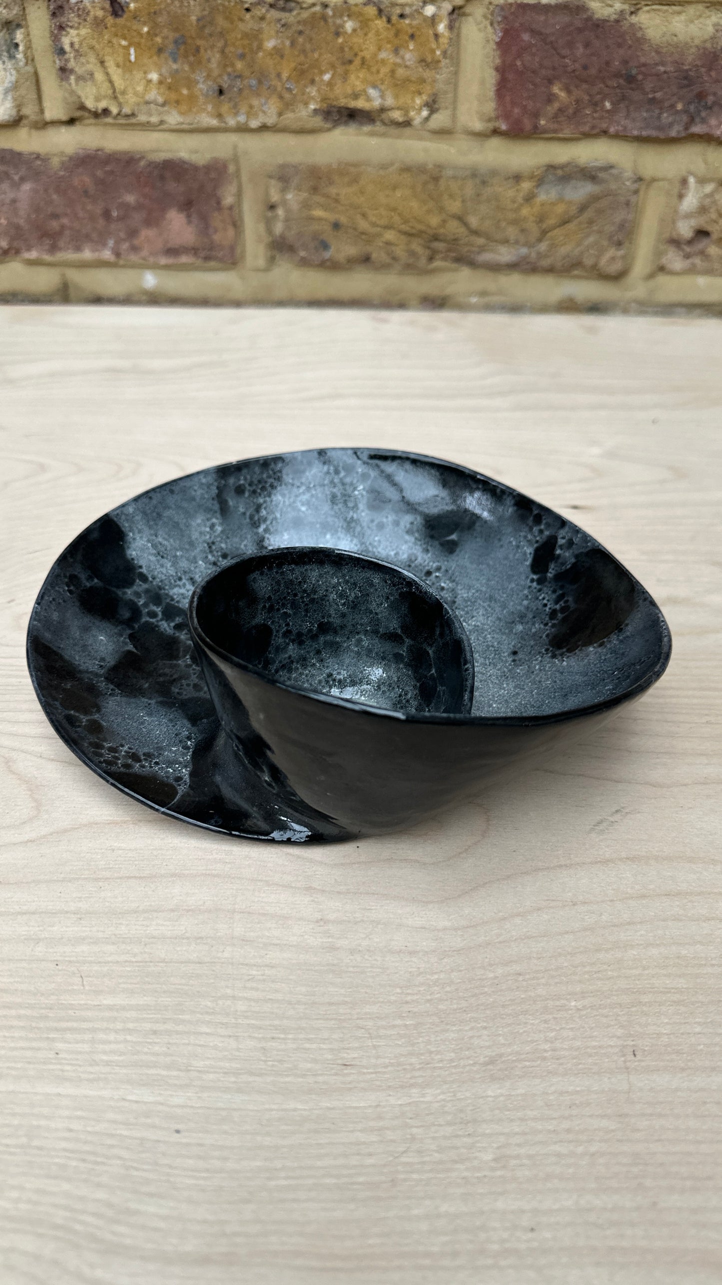 SECONDS SALE  - SEC #S14 Black and White Bubble Swirl Bowl - *glaze