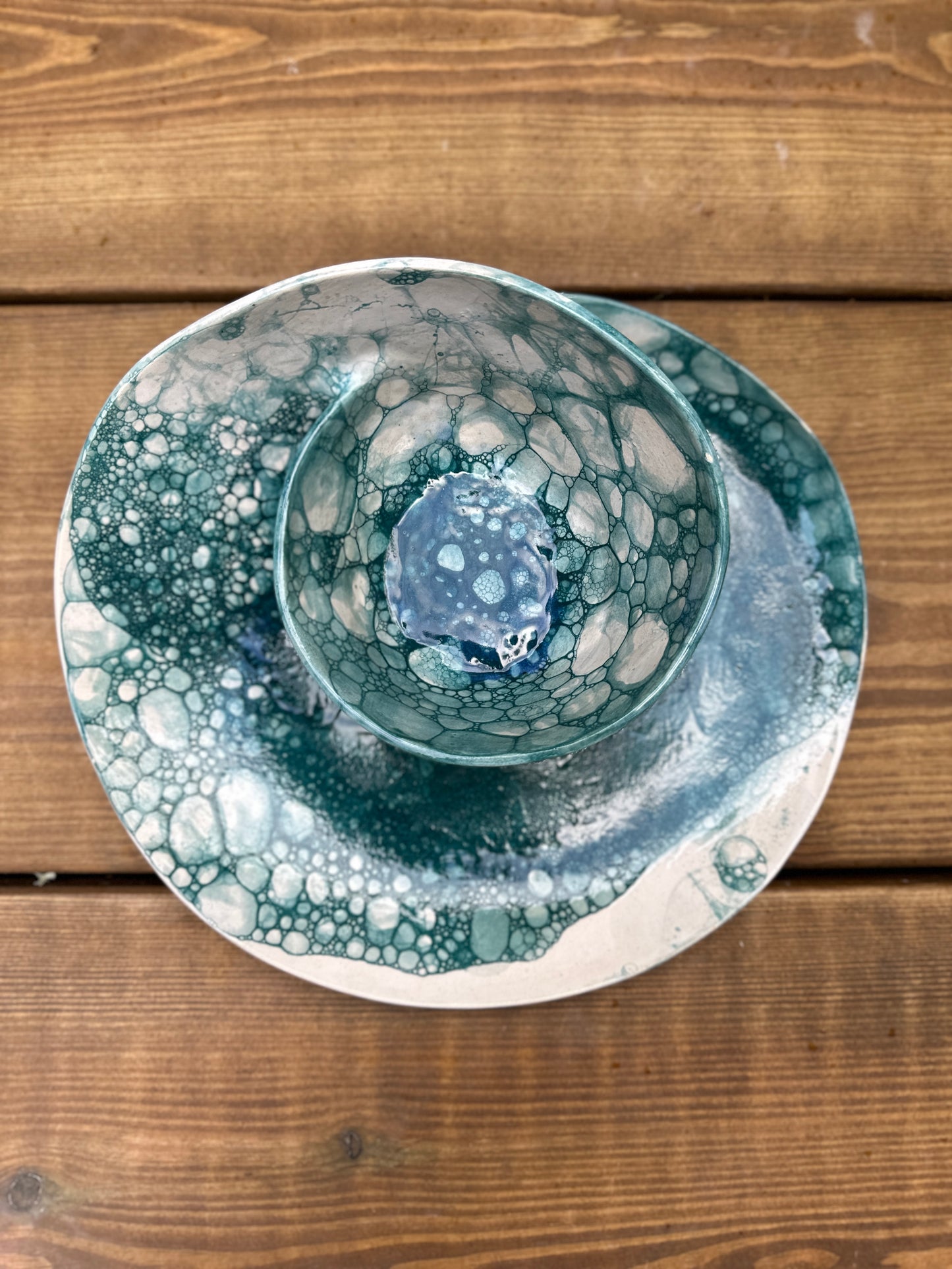 Bubble Magic Green - Medium Swirl Bowl #164